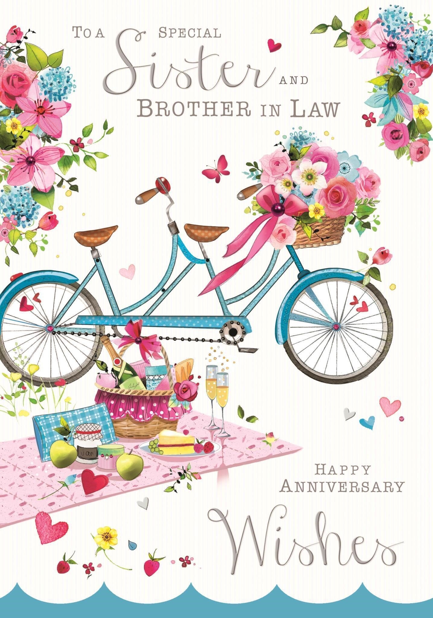 Front of Anniversary Sis & Bro in Law Picnic Greetings Card