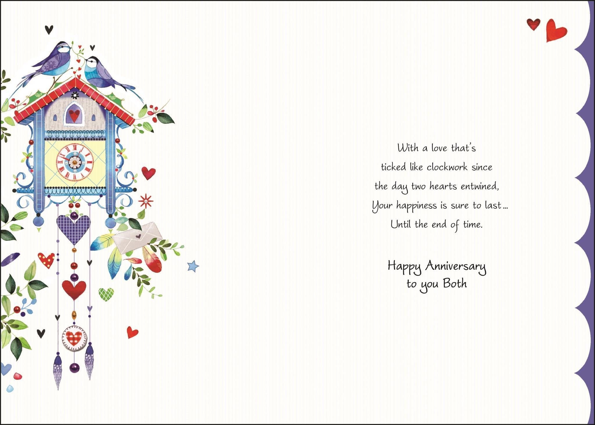 Inside of Anniversary Bro & Sis in Law Clock Greetings Card