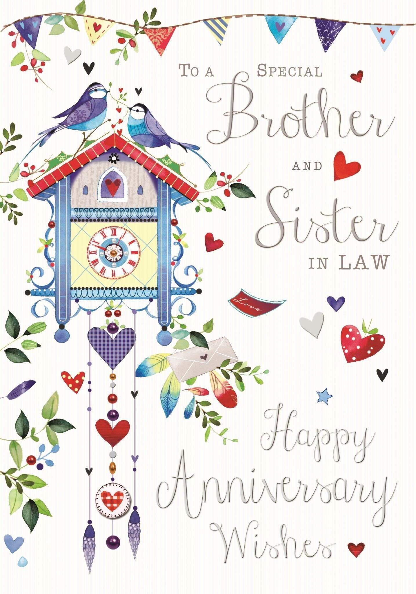 Front of Anniversary Bro & Sis in Law Clock Greetings Card