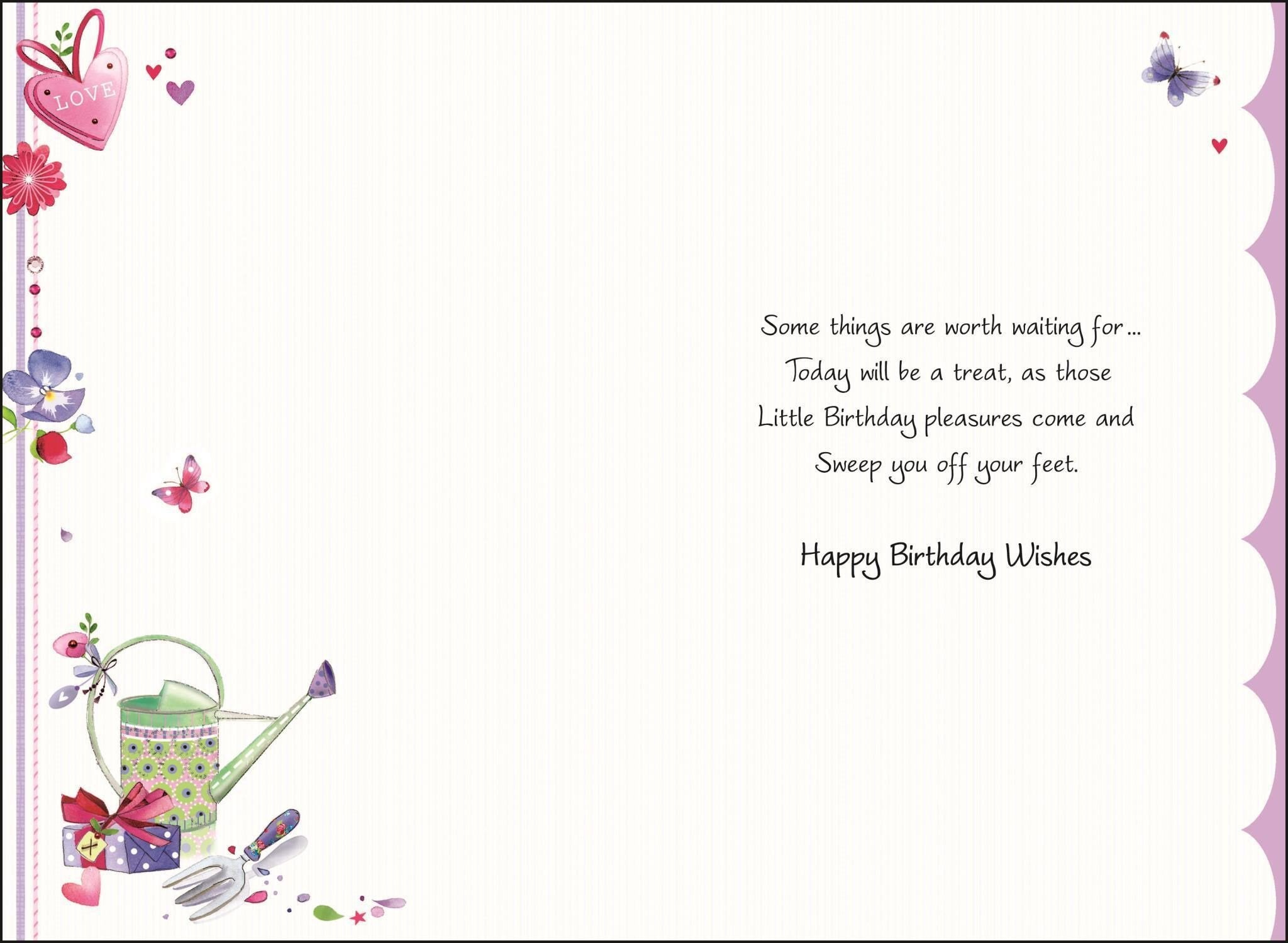 Inside of Open Female Birthday Flowers Greetings Card