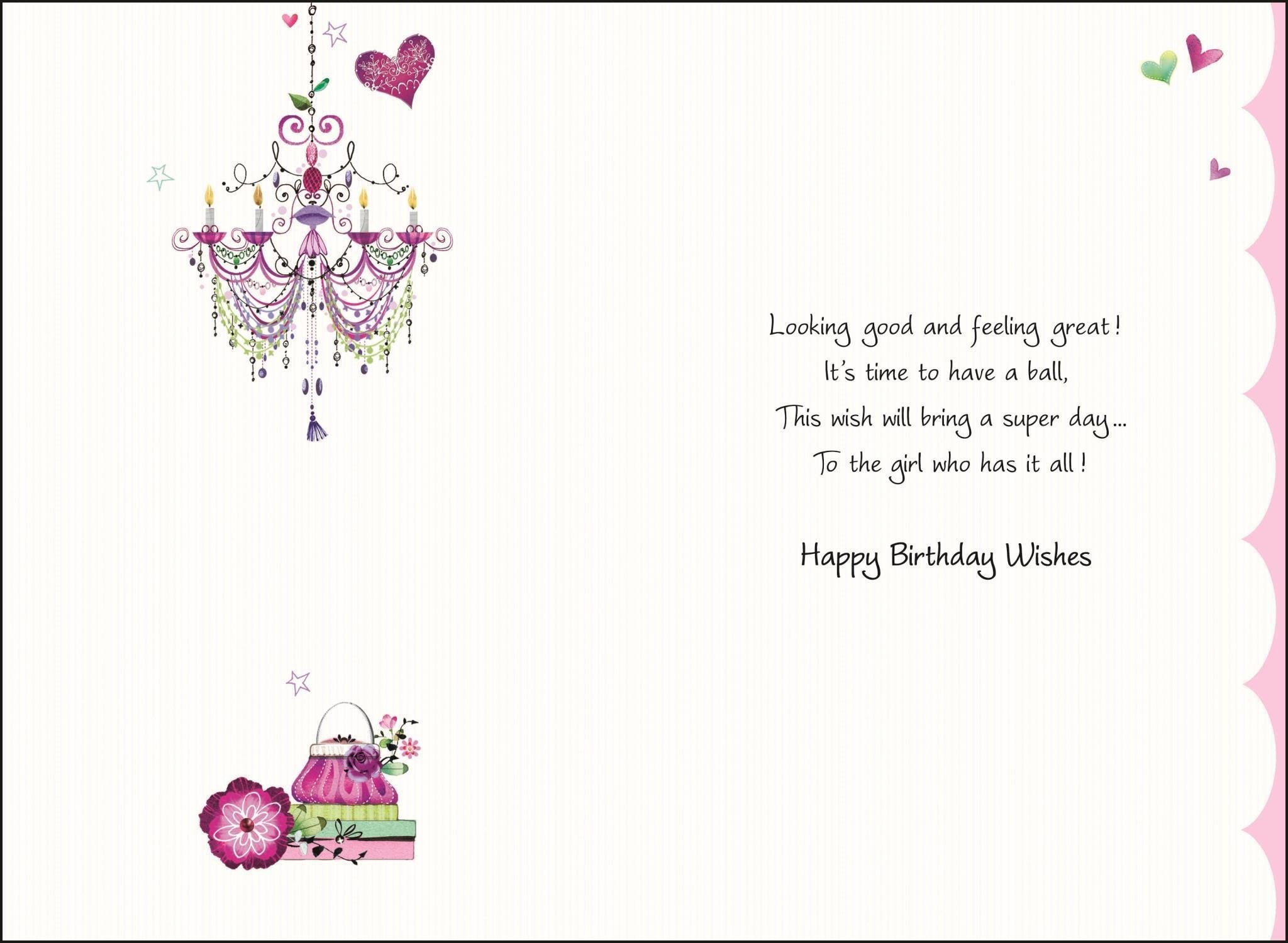 Inside of Open Female Birthday Mannequin Greetings Card