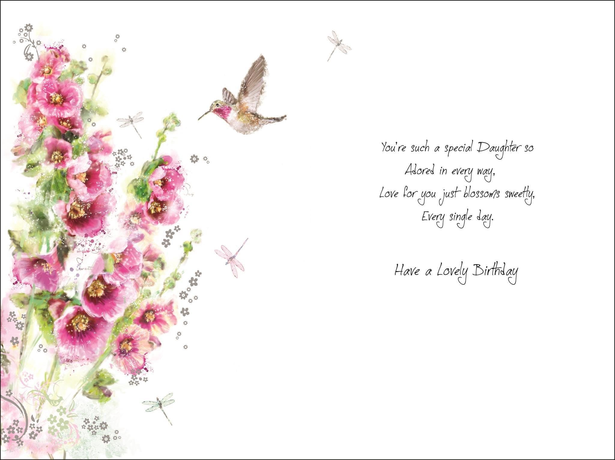 Inside of Daughter Birthday Bird Greetings Card