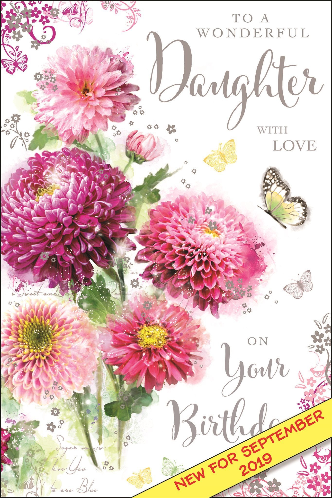 Front of Daughter Birthday Flowers Greetings Card