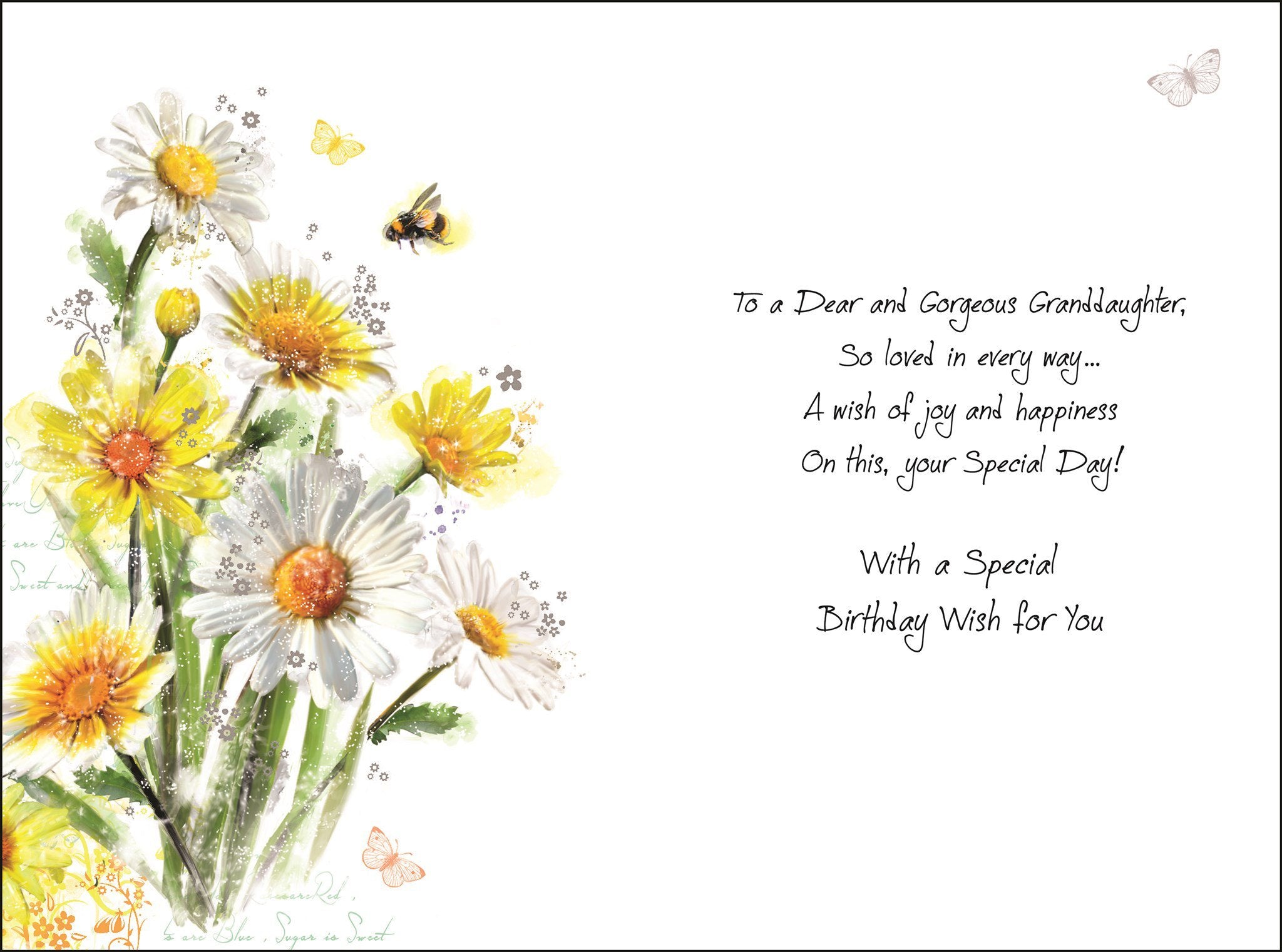 Inside of Granddaughter Birthday Flowers Greetings Card
