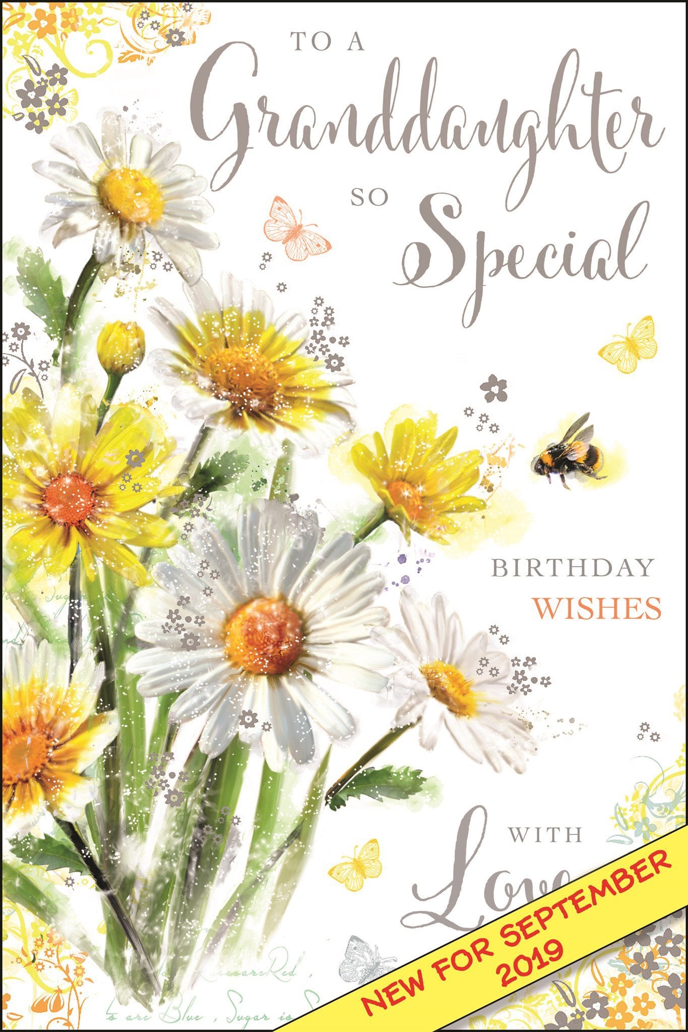 Front of Granddaughter Birthday Flowers Greetings Card