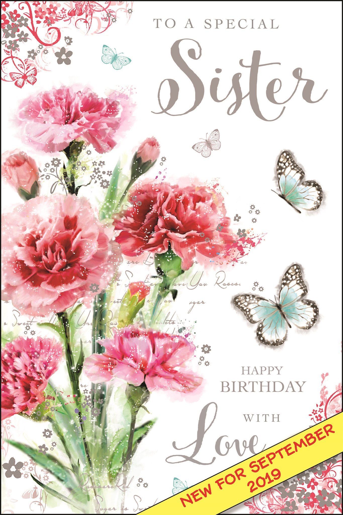 Front of Sister Birthday Flowers Greetings Card