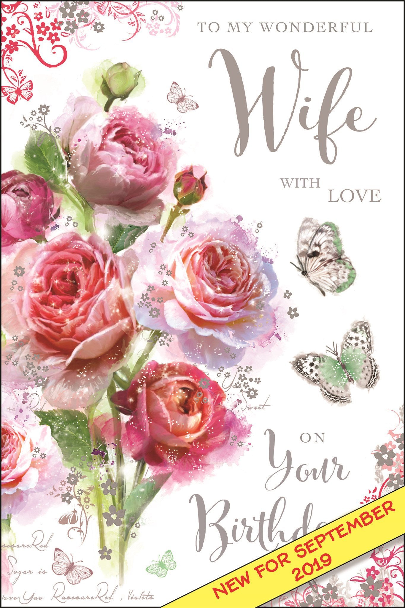 Front of Wife Birthday Flowers Greetings Card