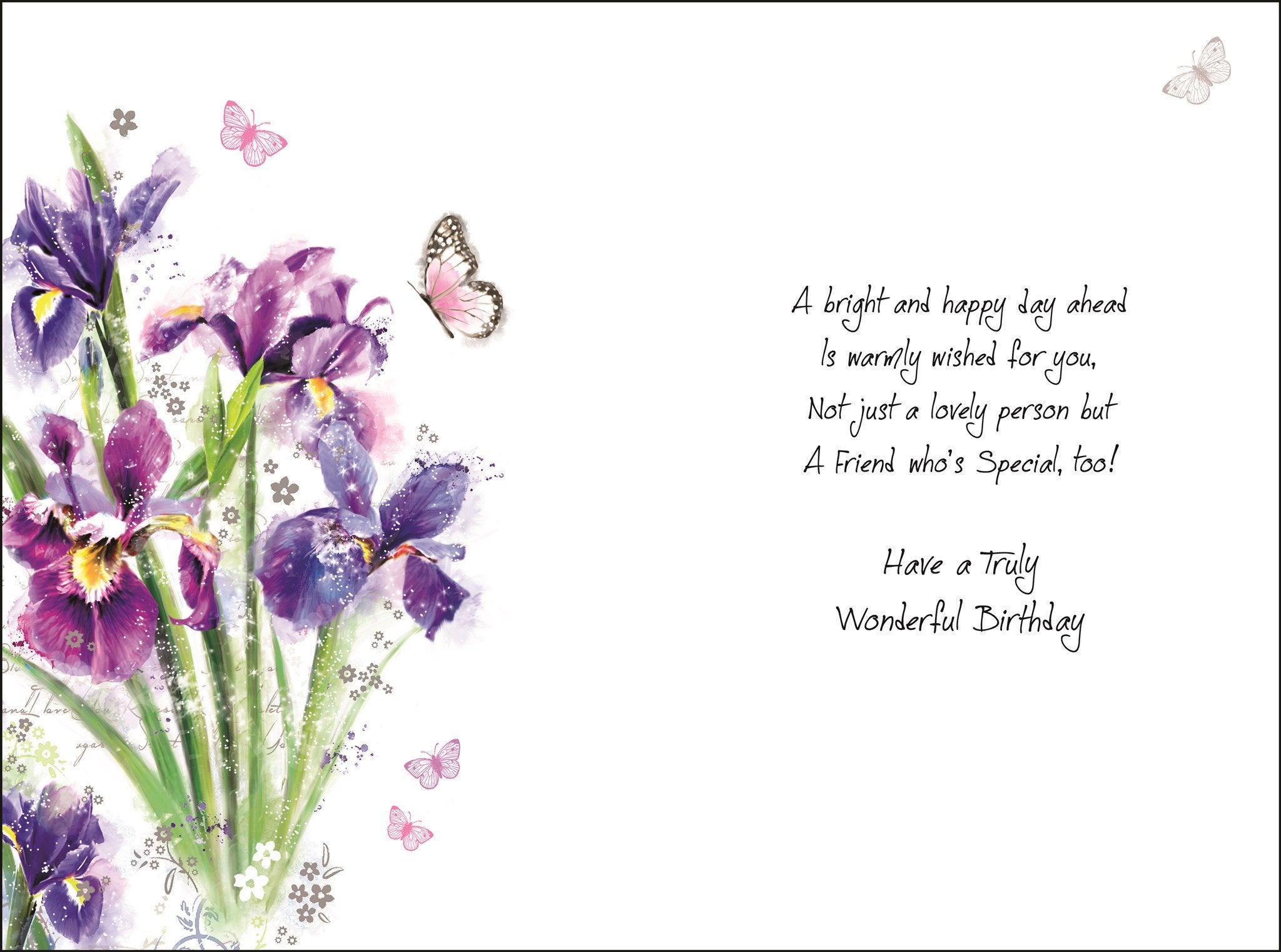 Inside of Special Friend Birthday Flowers Greetings Card