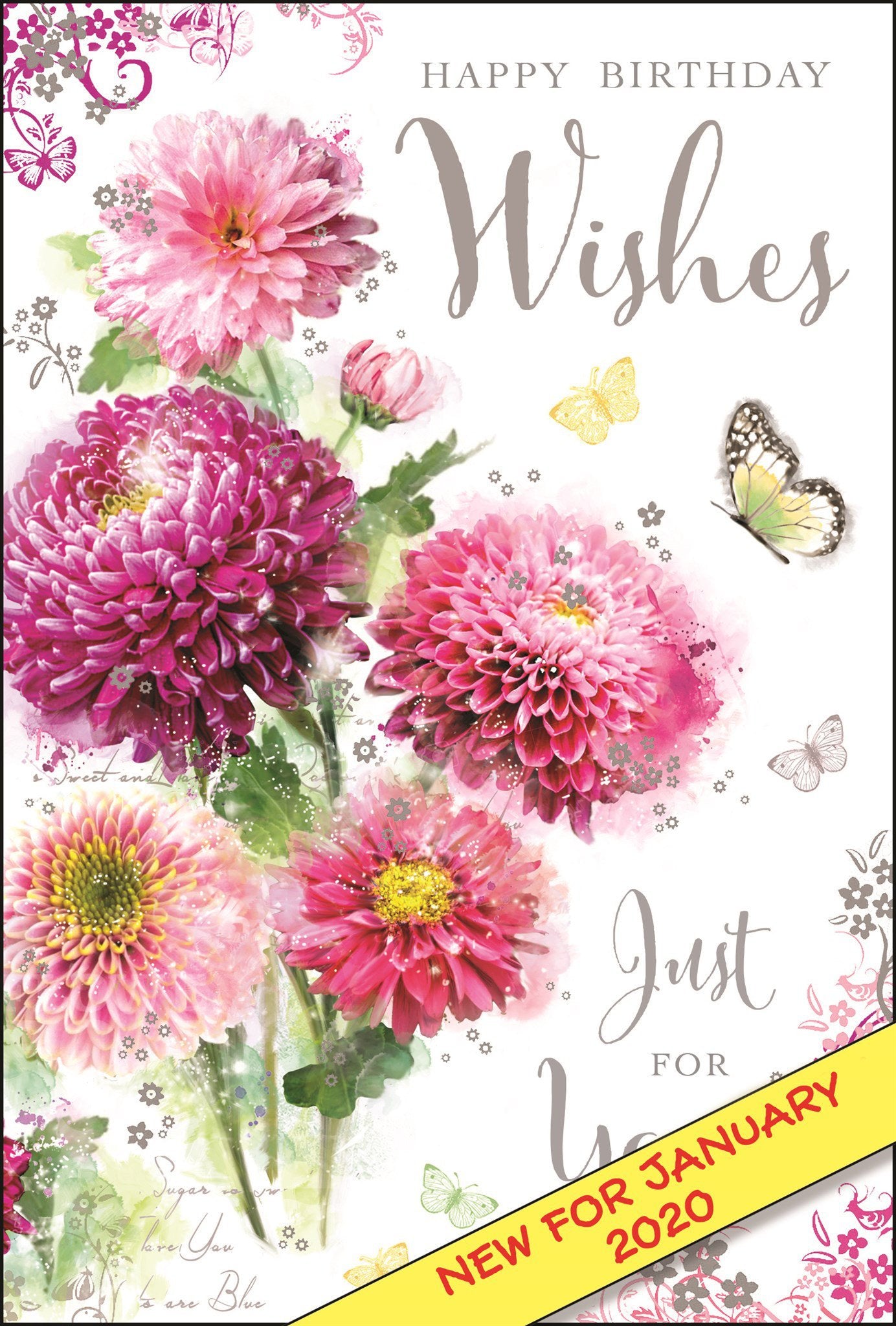 Front of Open Female Birthday Chrysanth Greetings Card