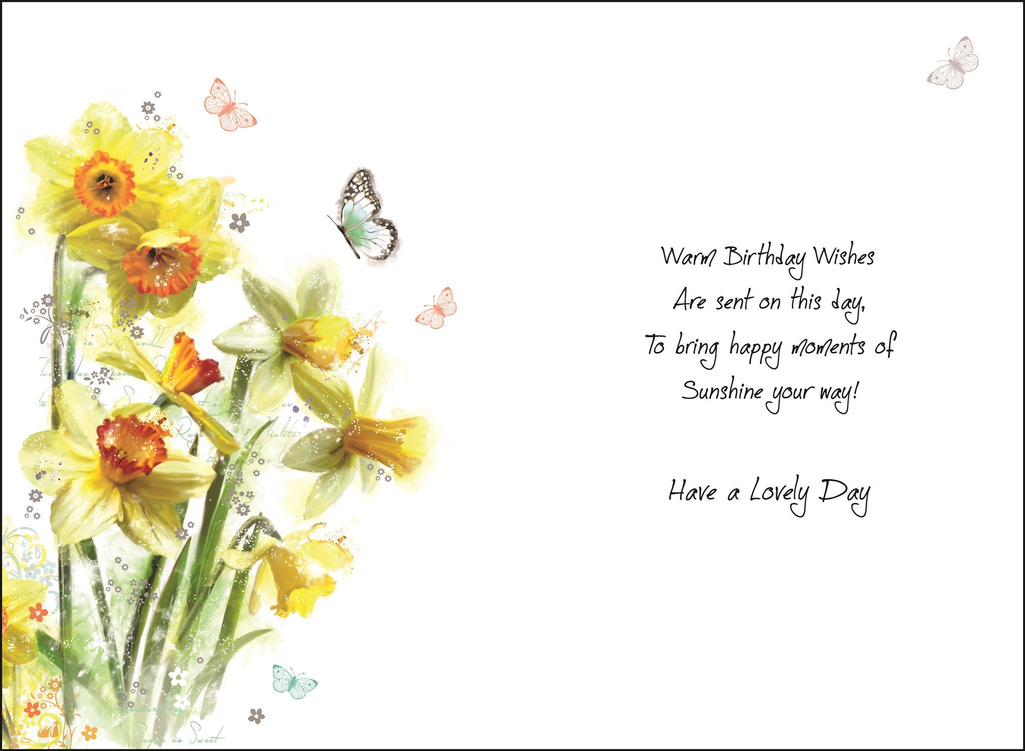 Inside of Birthday Wishes Daffodils Greetings Card