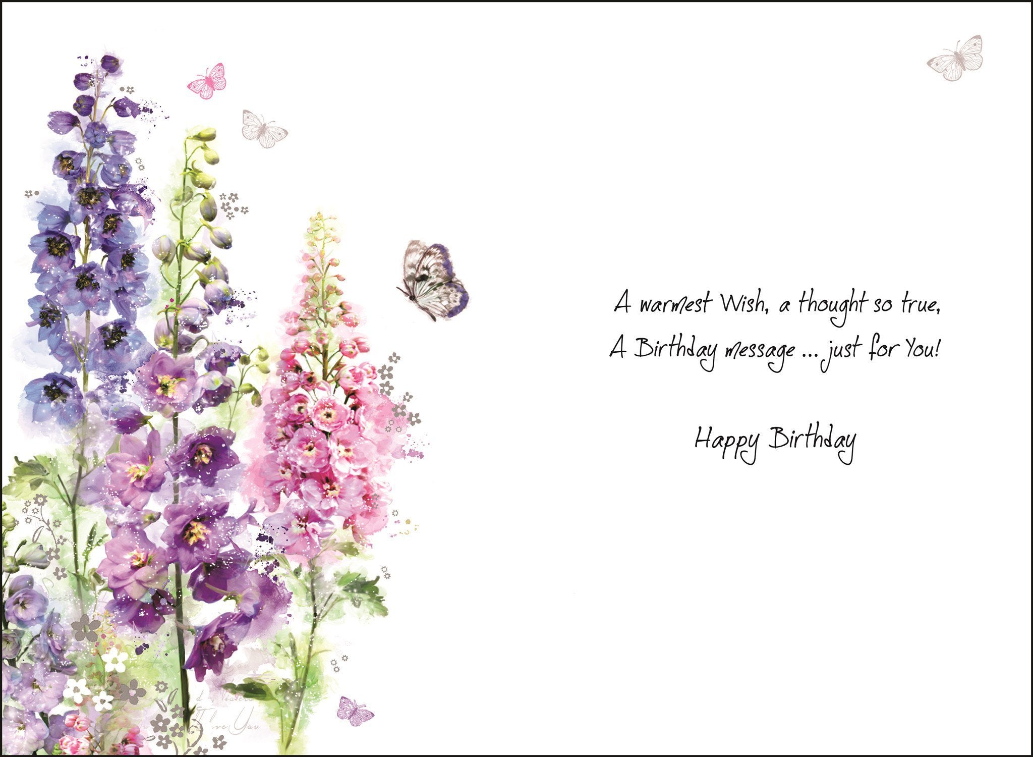 Inside of Birthday Wishes Delphinium Greetings Card