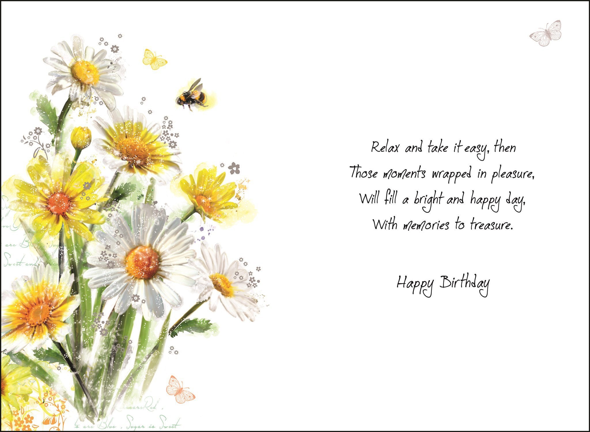 Inside of Open Female Birthday Daisy Greetings Card