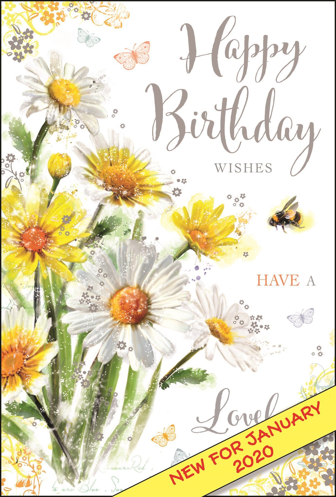 Front of Open Female Birthday Daisy Greetings Card