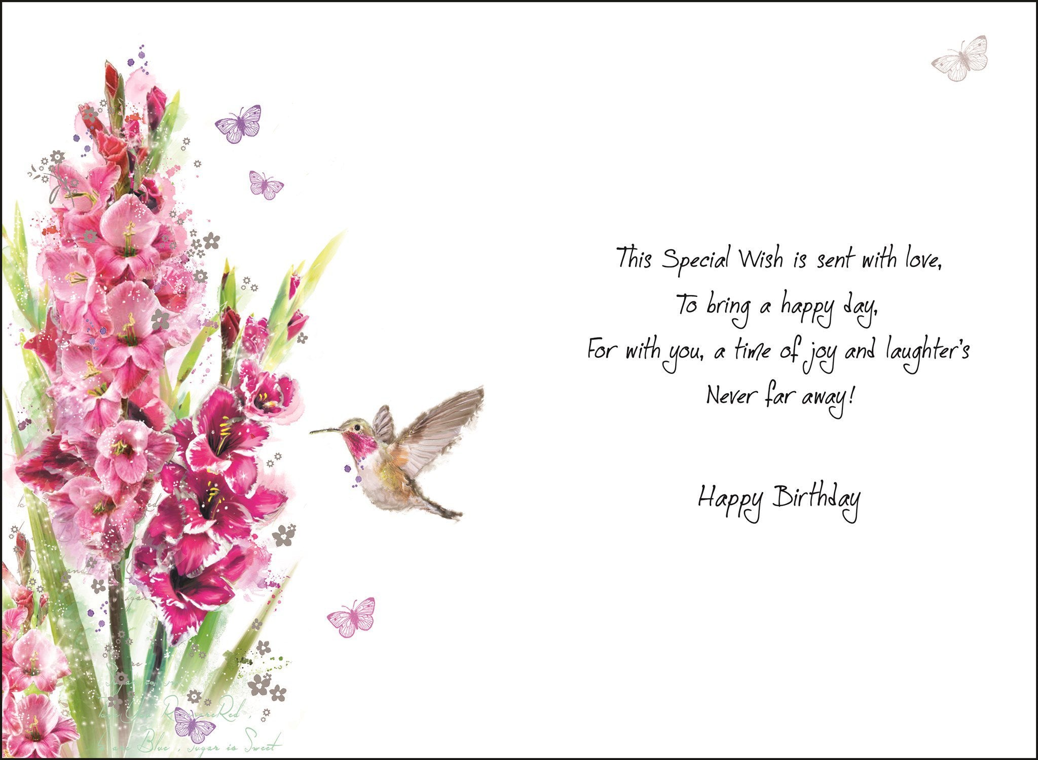 Inside of Birthday Wishes Gladioli Greetings Card