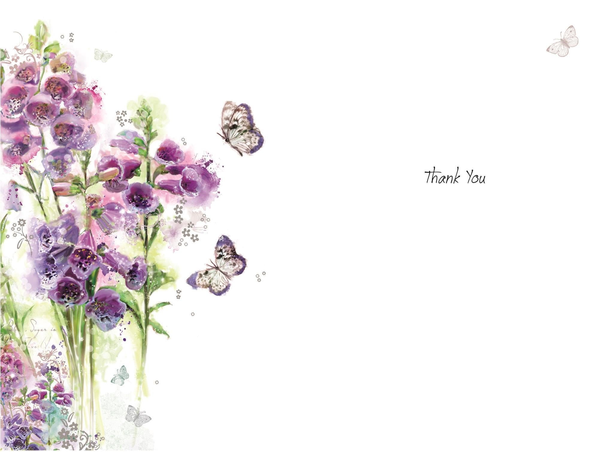 Inside of Thank You Flowers Greetings Card