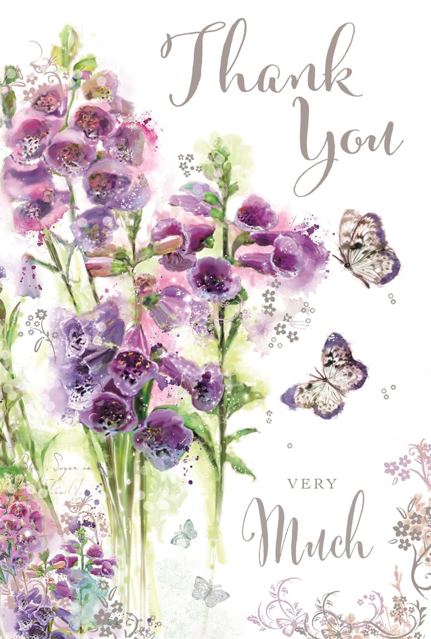 Front of Thank You Flowers Greetings Card