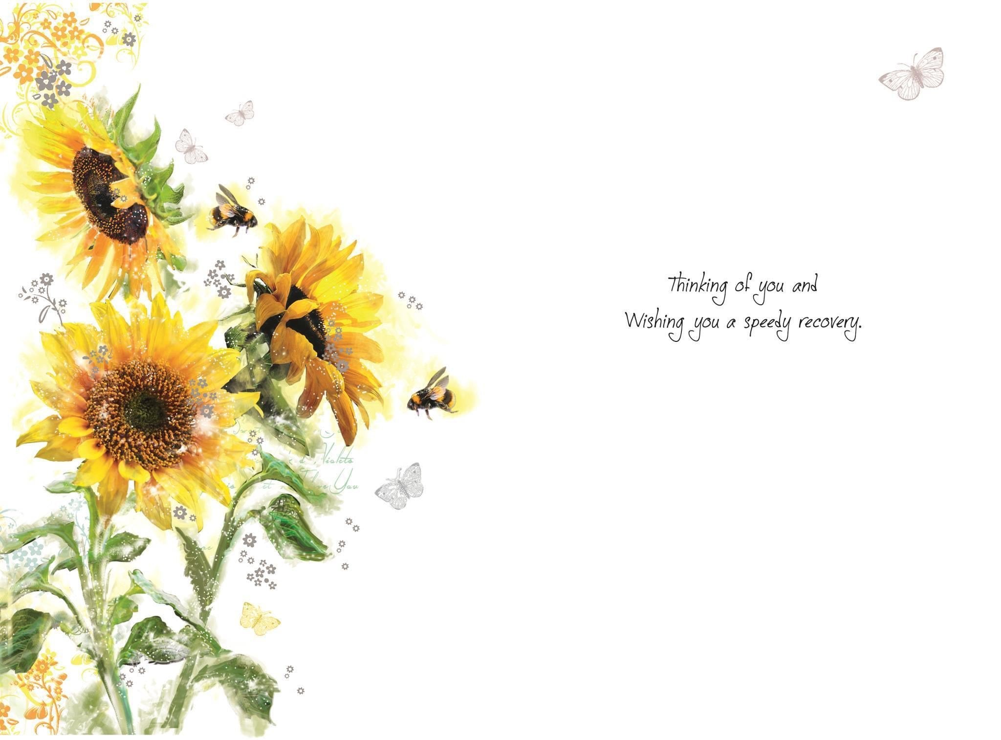 Inside of Get Well Flowers Greetings Card