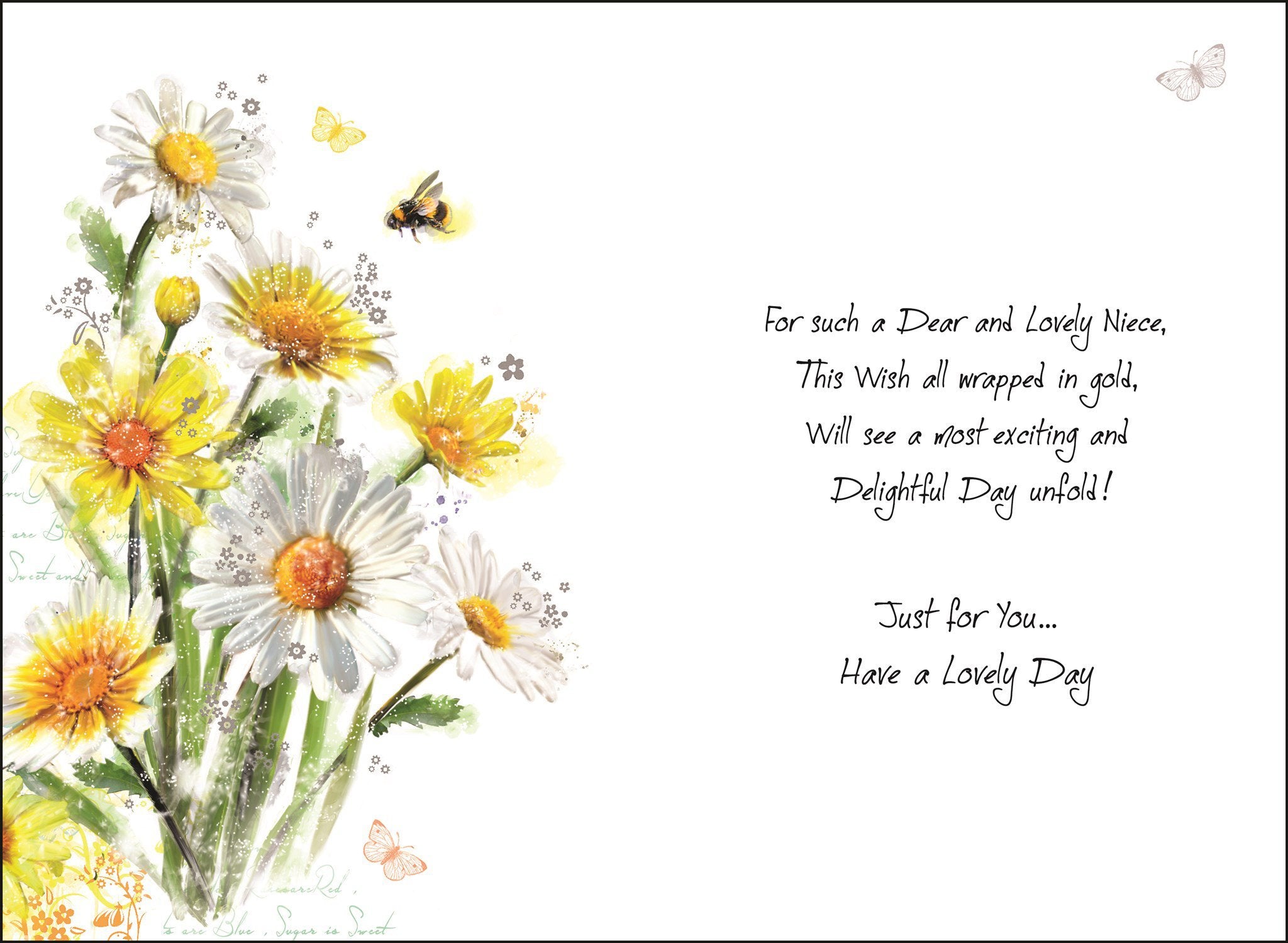 Inside of Niece Birthday Flowers Greetings Card