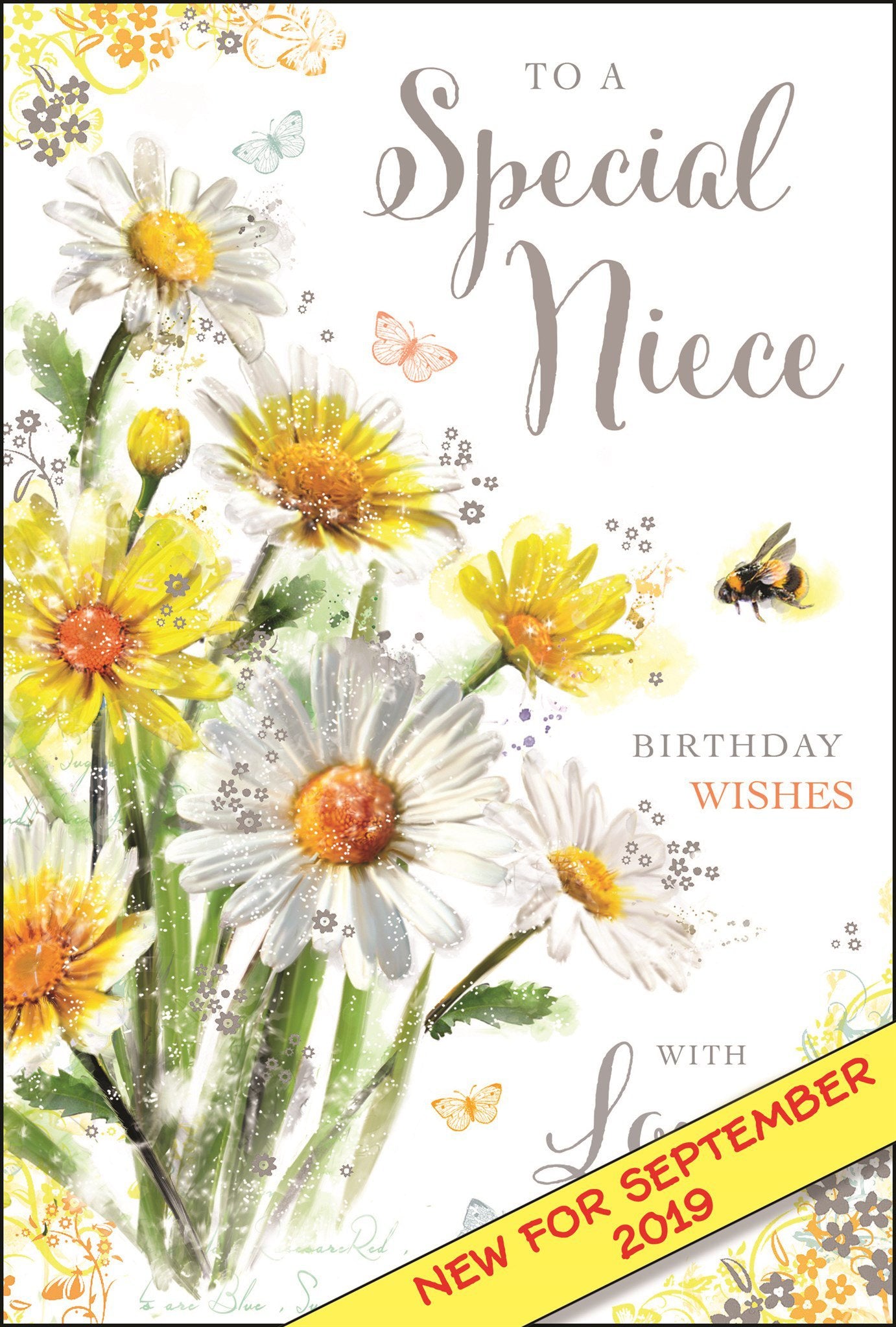 Front of Niece Birthday Flowers Greetings Card
