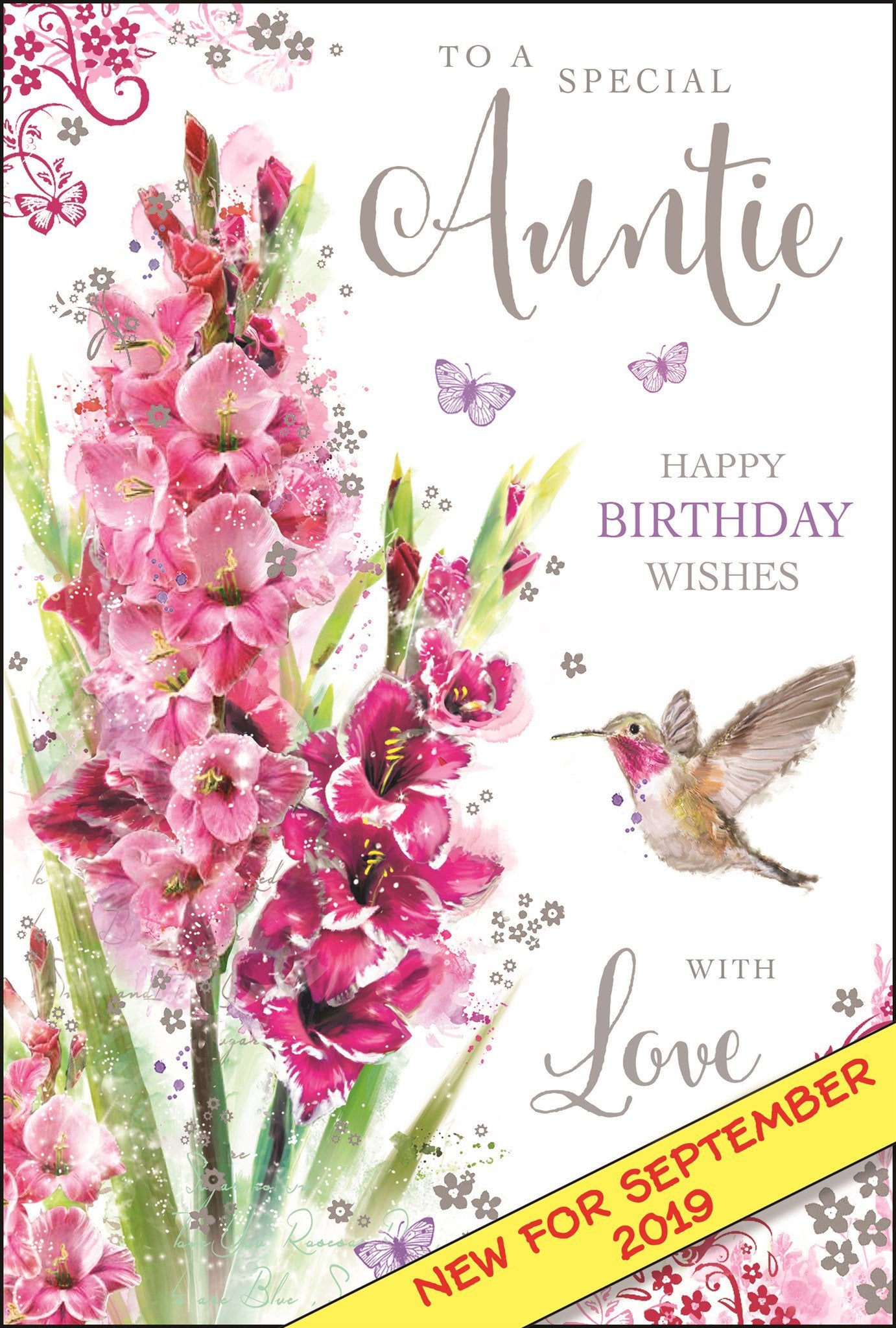 Front of Auntie Birthday Bird Greetings Card