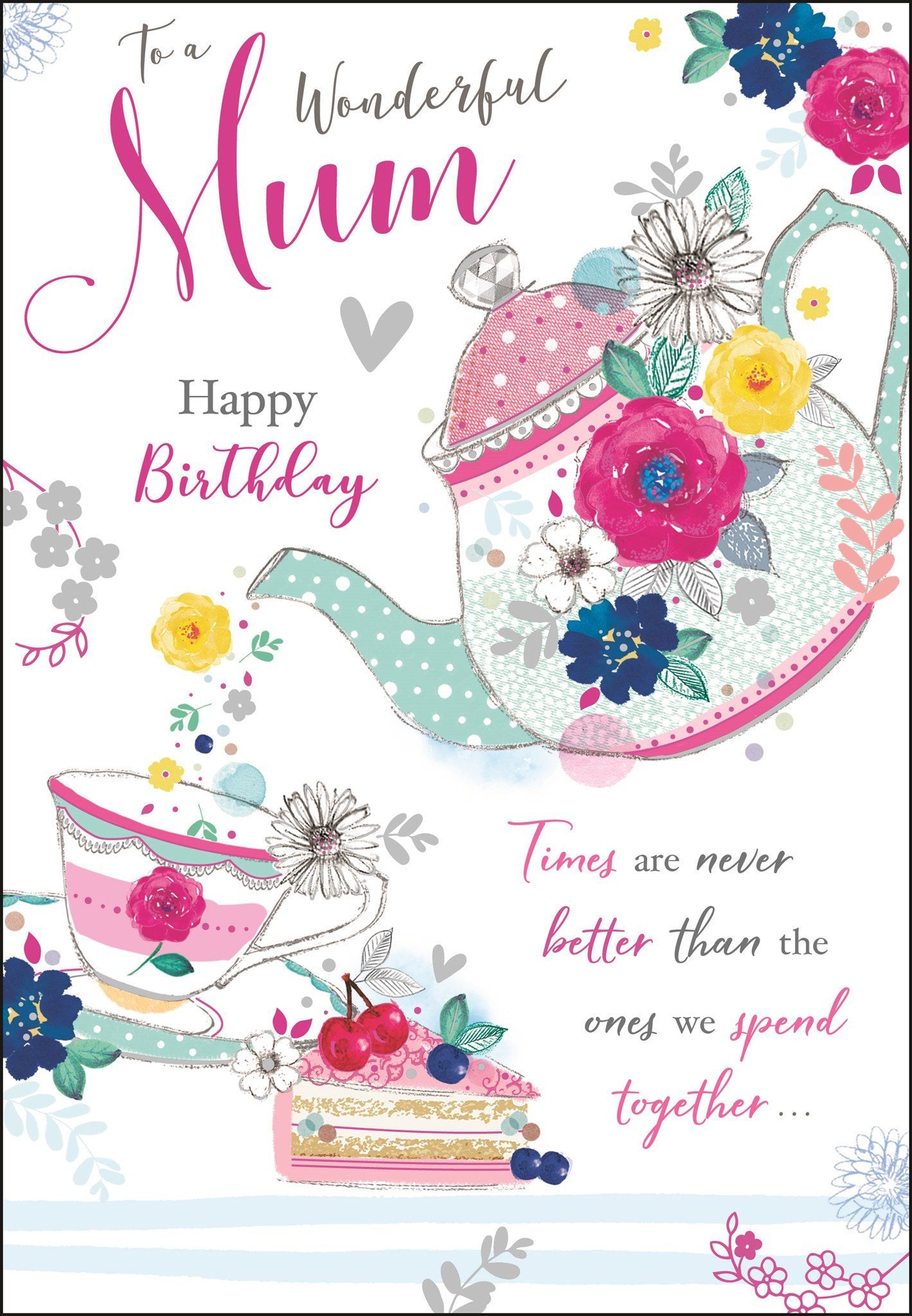 Front of Mum Birthday Teapot Greetings Card