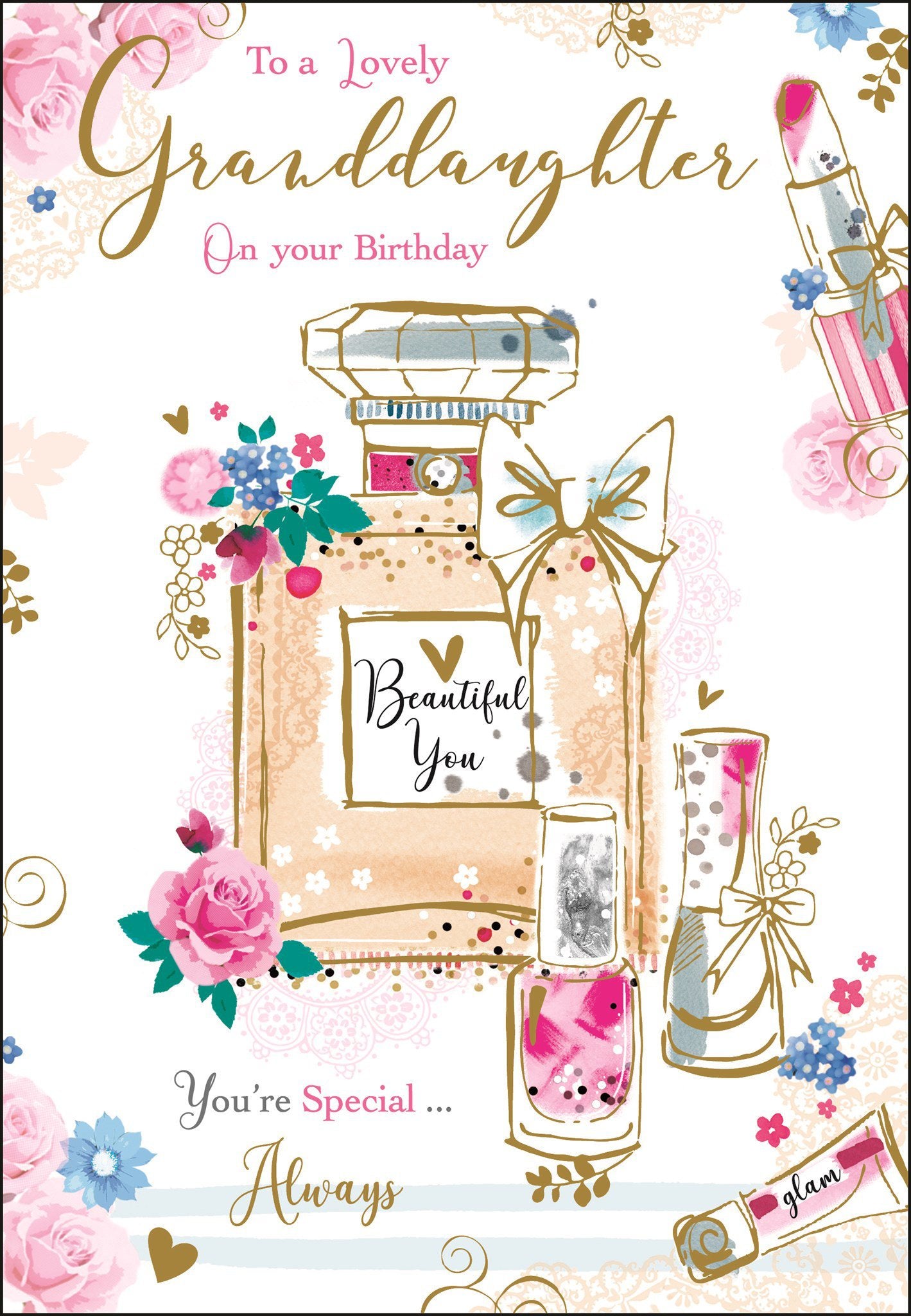 Front of Granddaughter Birthday Perfume Greetings Card