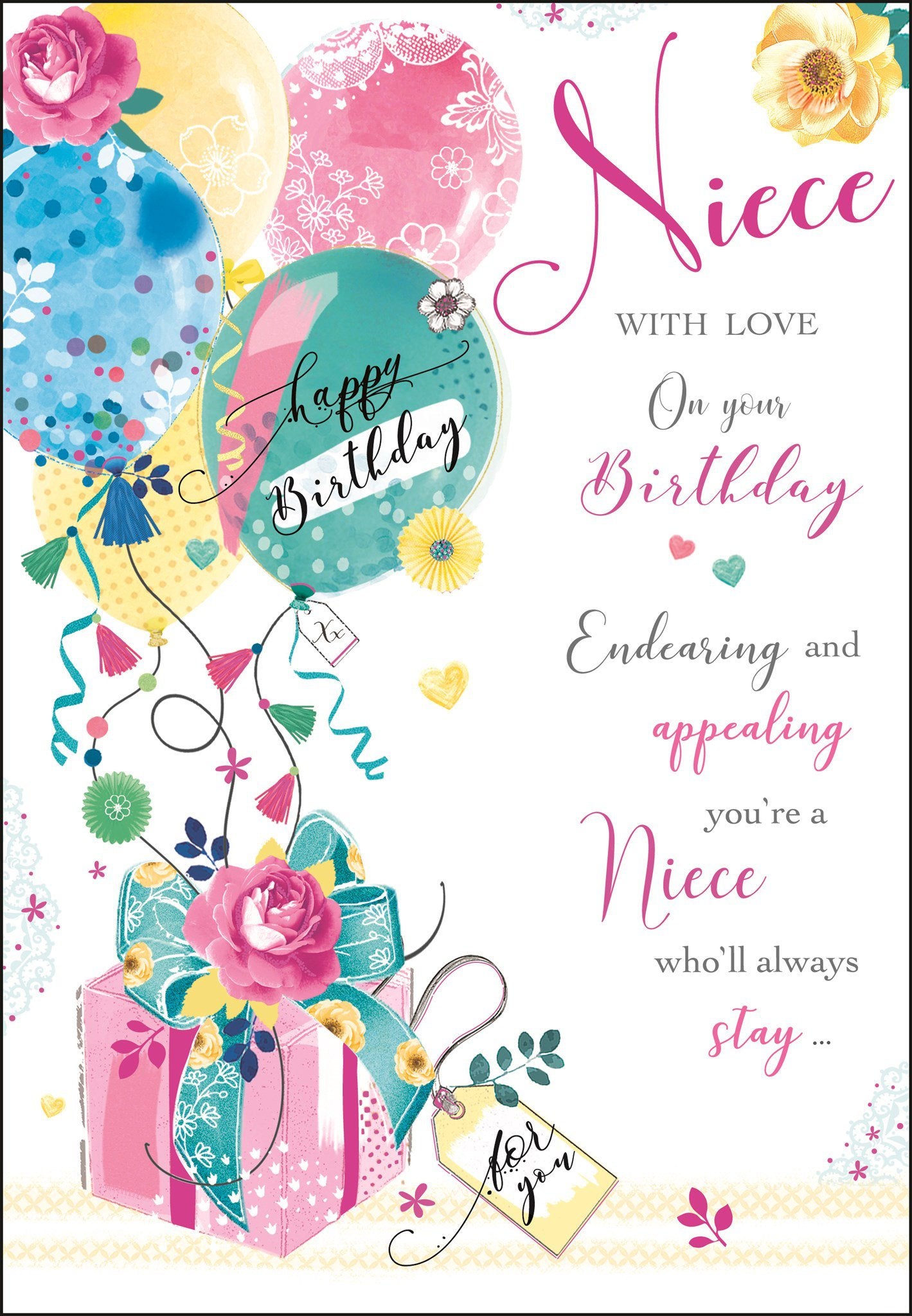 Front of Niece Birthday Present Greetings Card