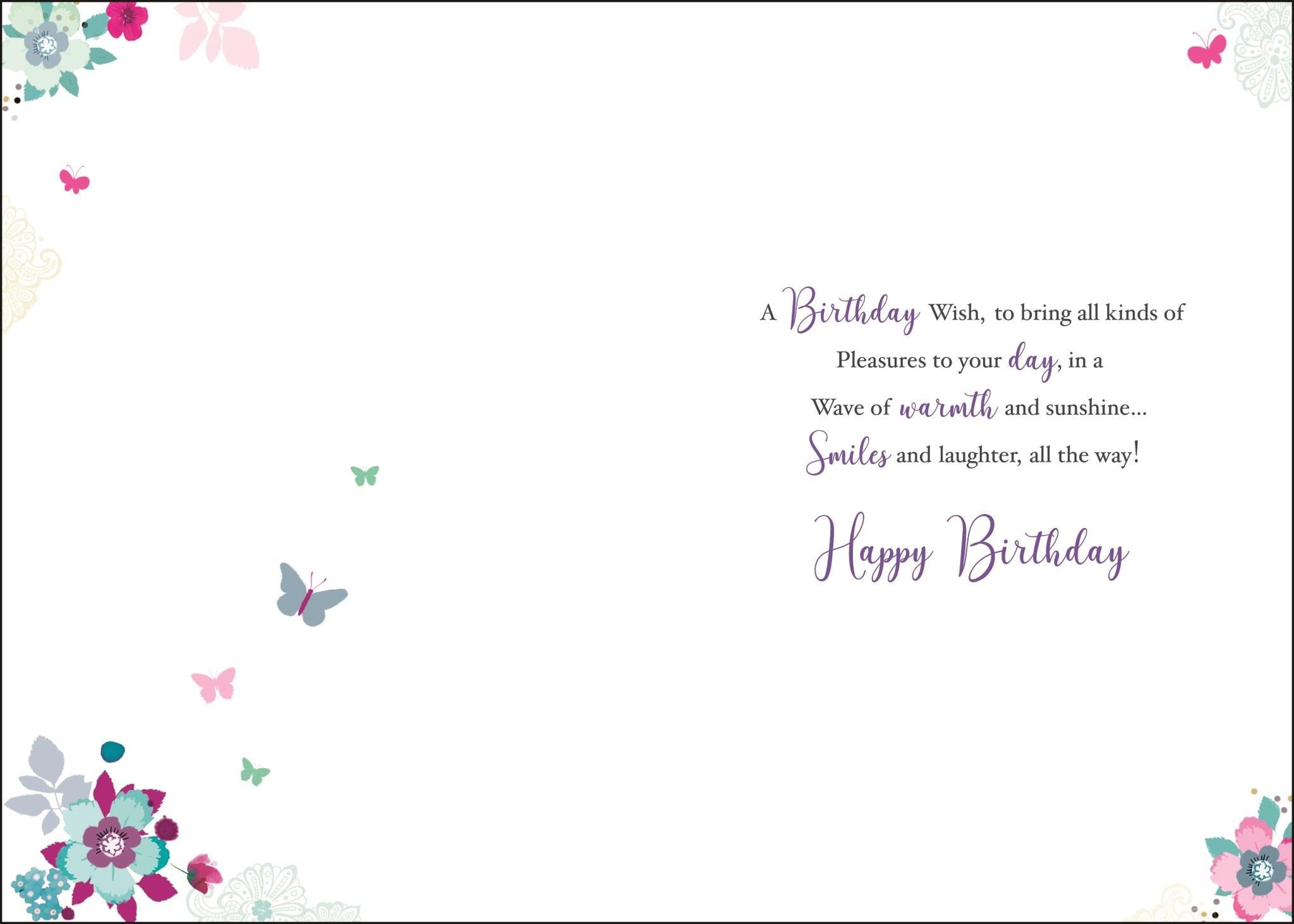 Inside of Sister in Law Birthday Present Greetings Card