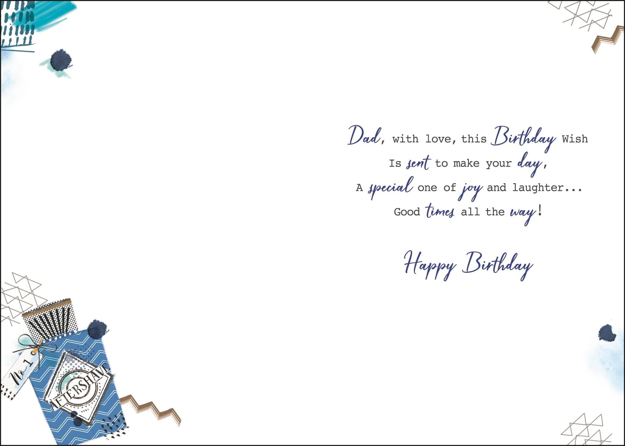 Inside of Dad Birthday Shoes Greetings Card