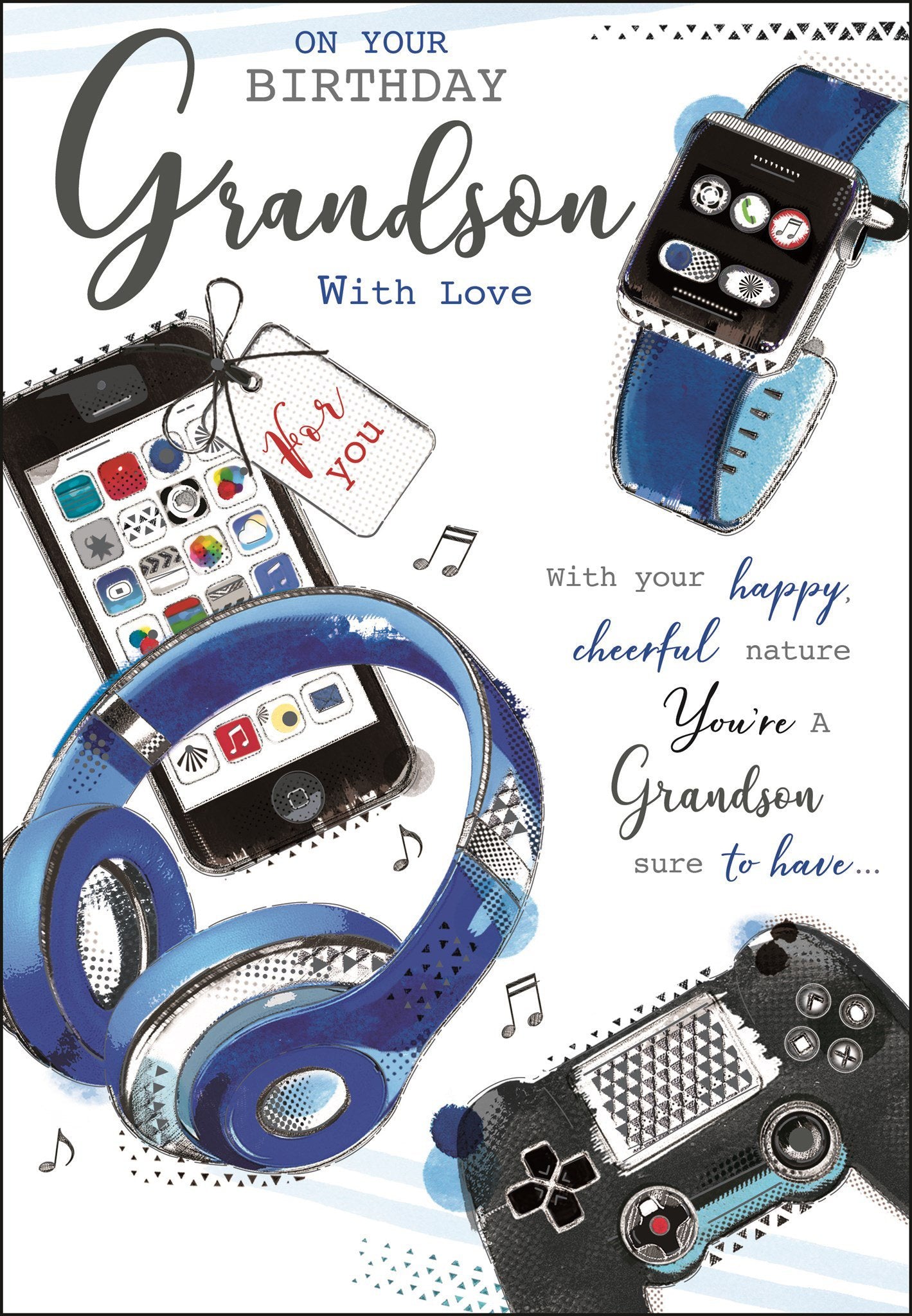 Front of Grandson Birthday Gadgets Greetings Card