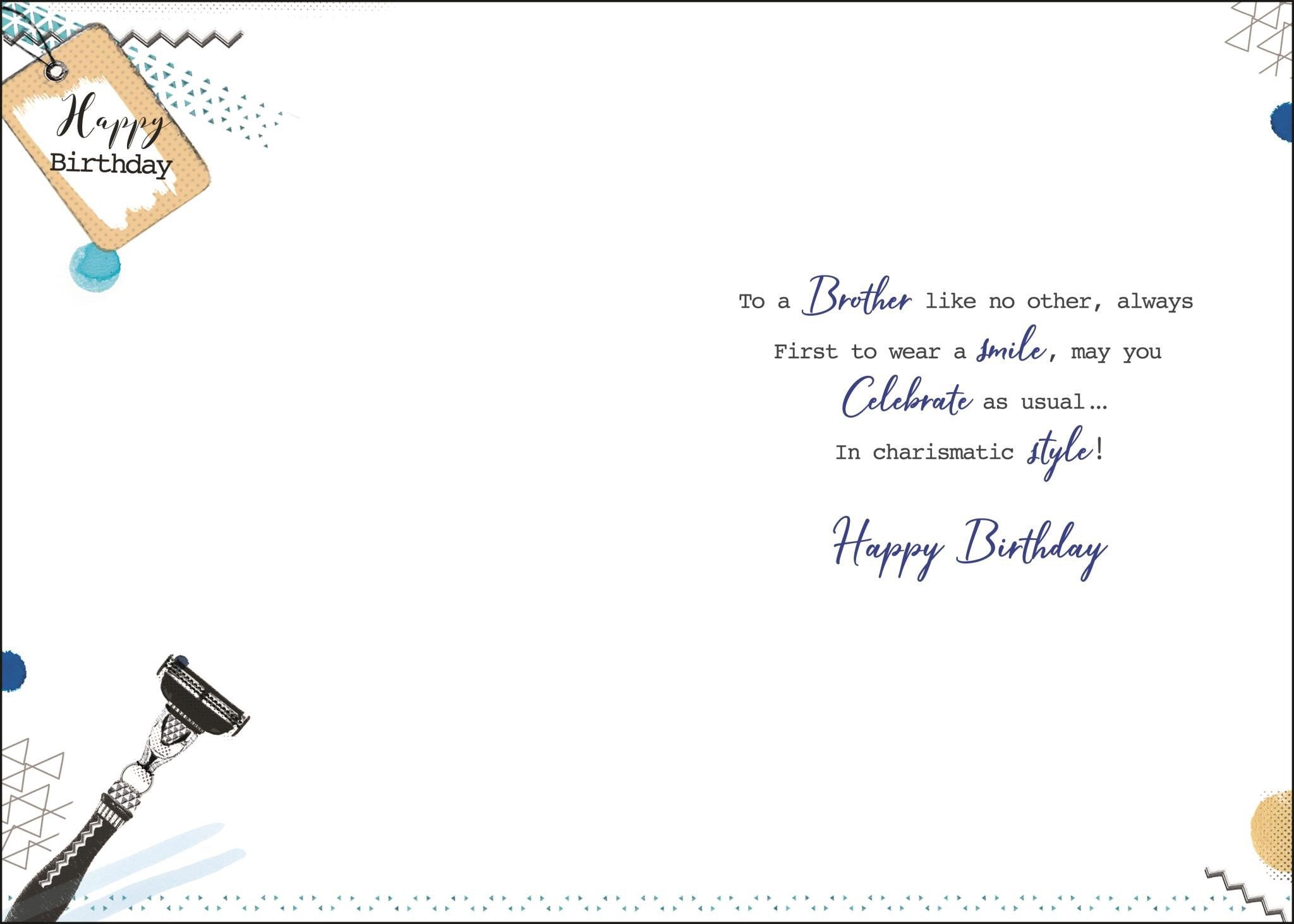 Inside of Brother Birthday Celebrate Greetings Card