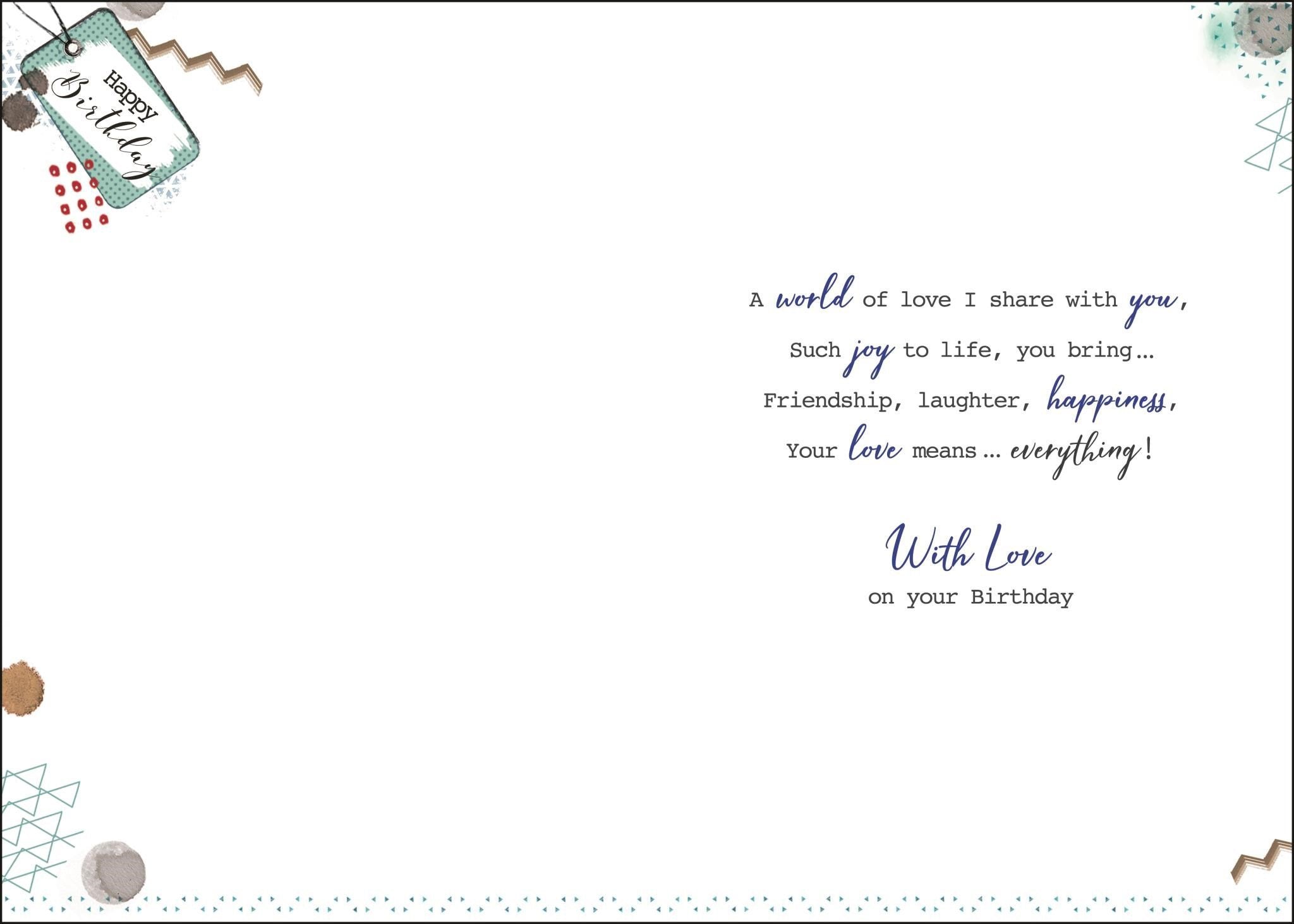 Inside of Husband Birthday Driving Greetings Card