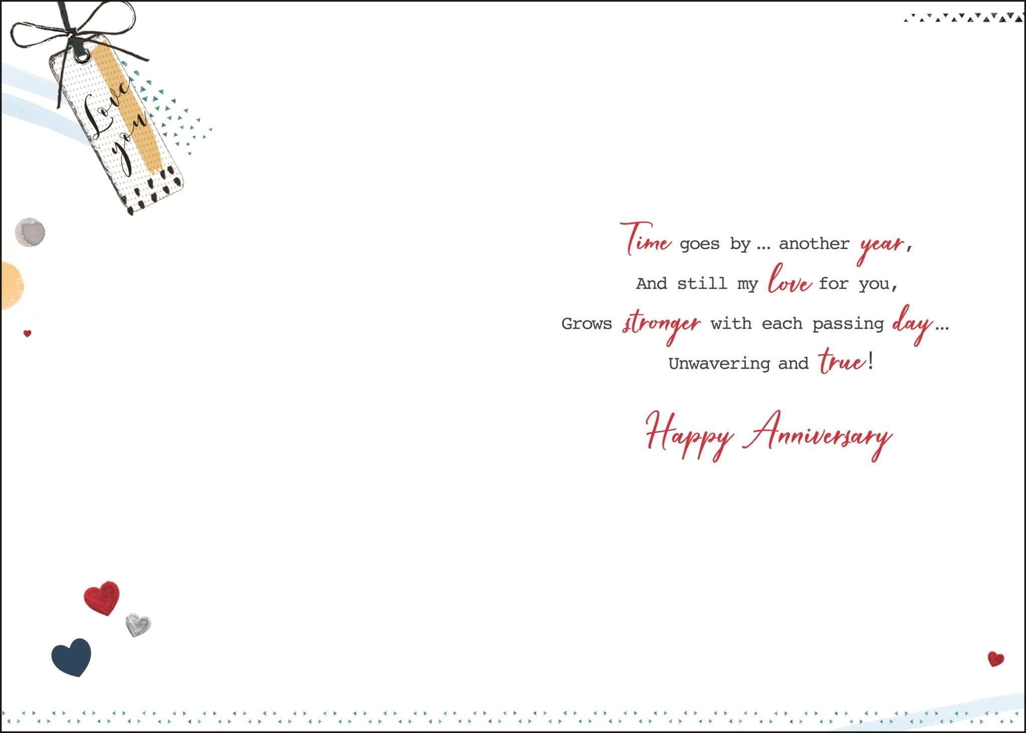 Inside of Anniversary Husband Timeless Greetings Card