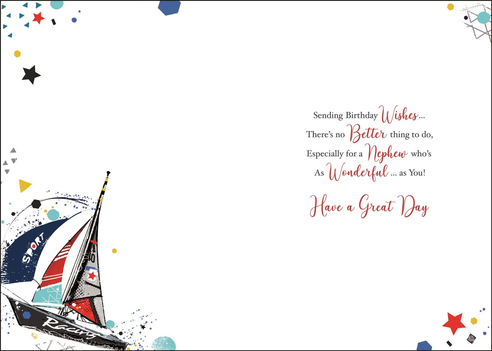 Inside of Nephew Birthday Celebrate Greetings Card