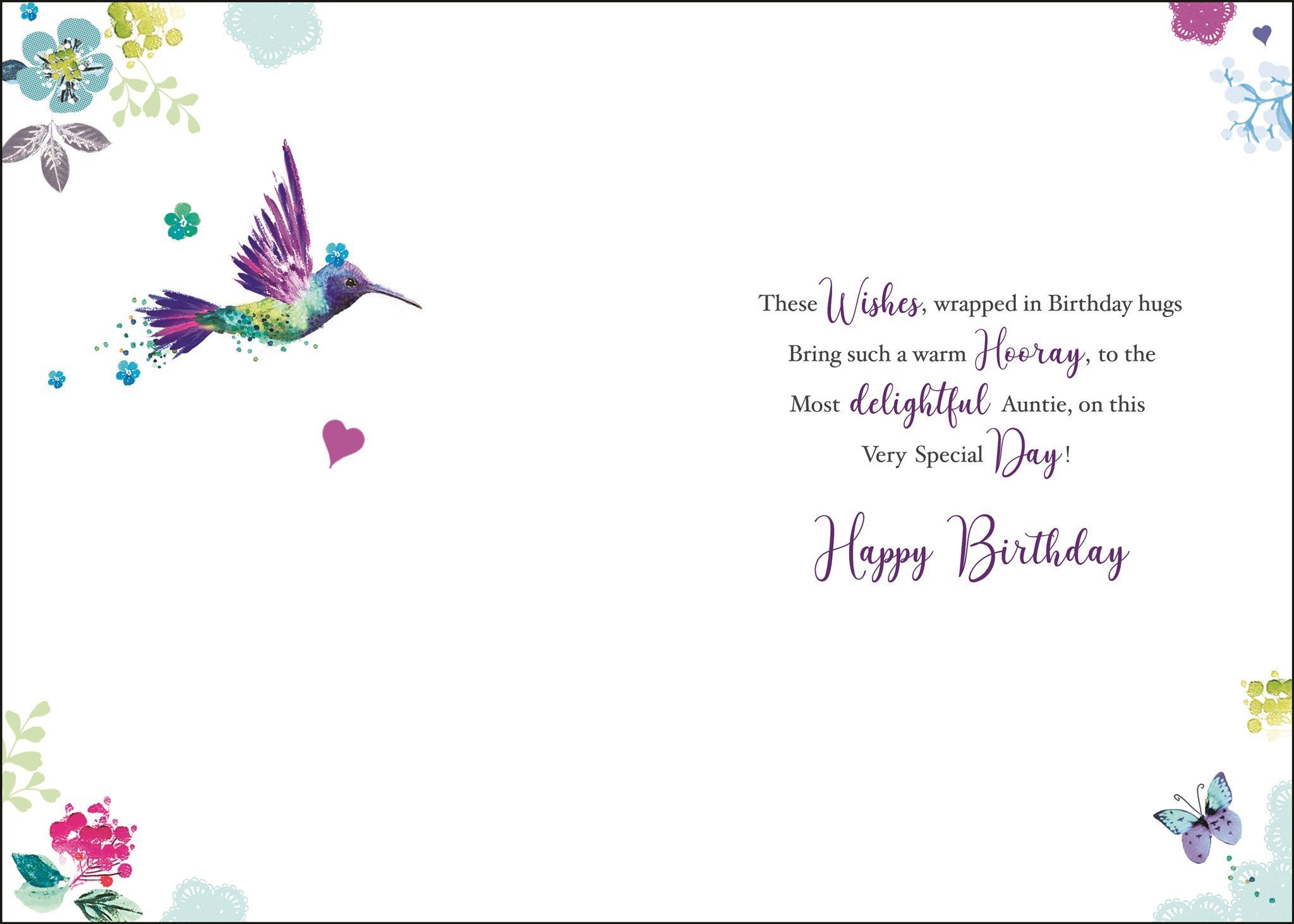 Inside ofAuntie Birthday Bird Special Greetings Card