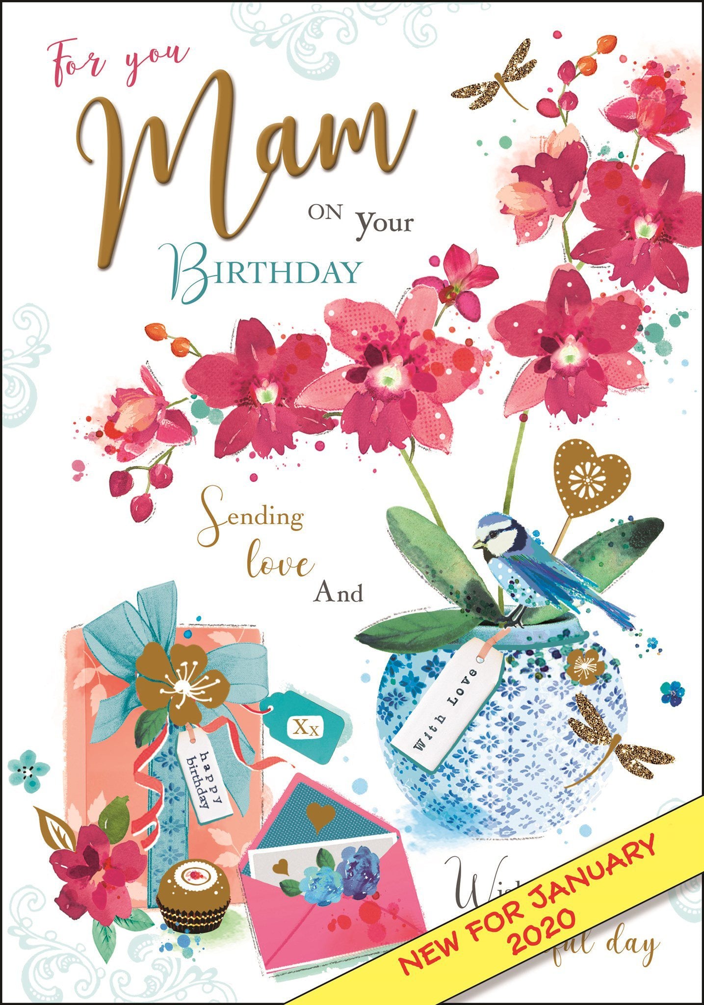 Front of Mam Birthday Flowers Greetings Card