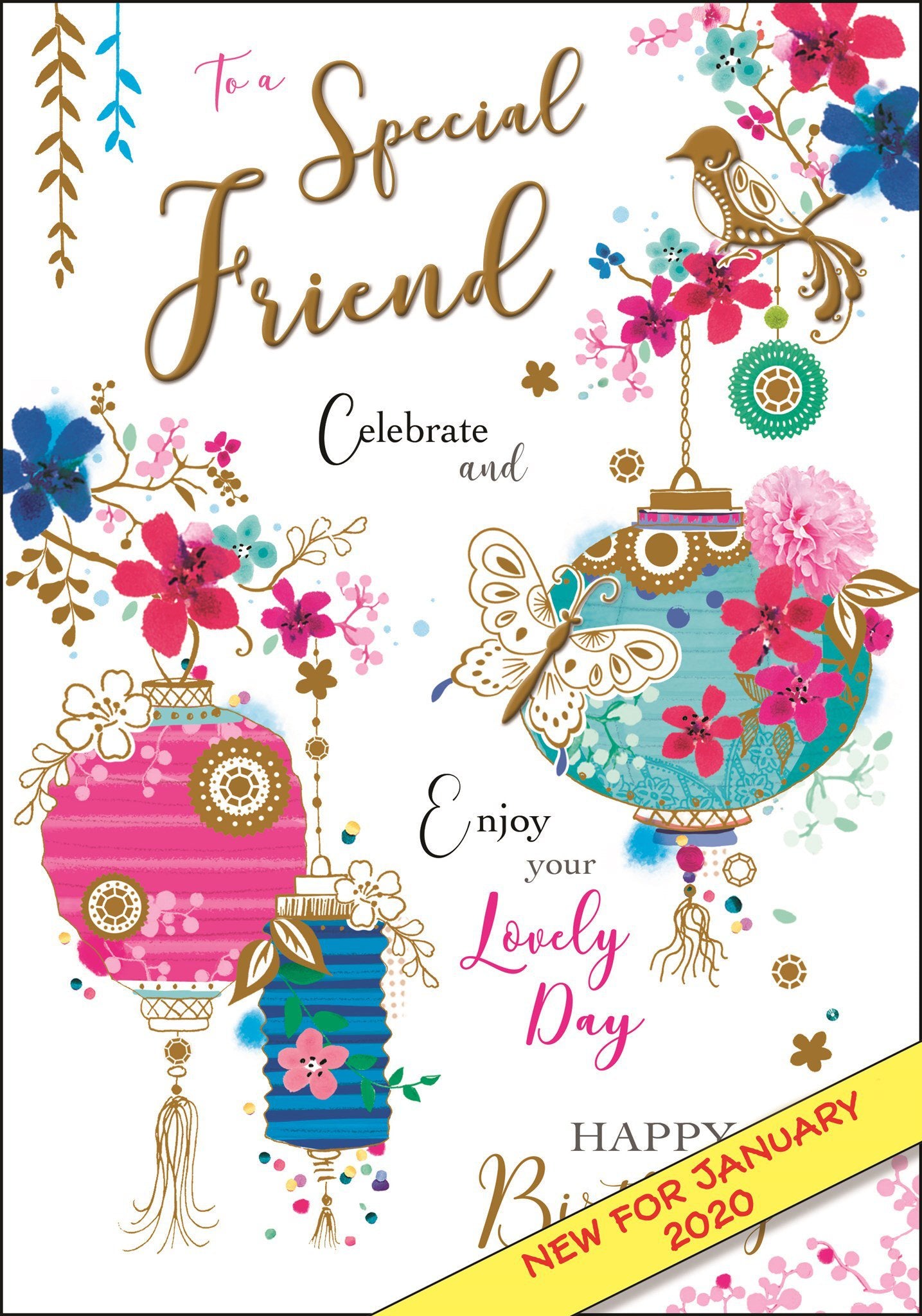 Front of Special Friend Birthday Lanterns Greetings Card