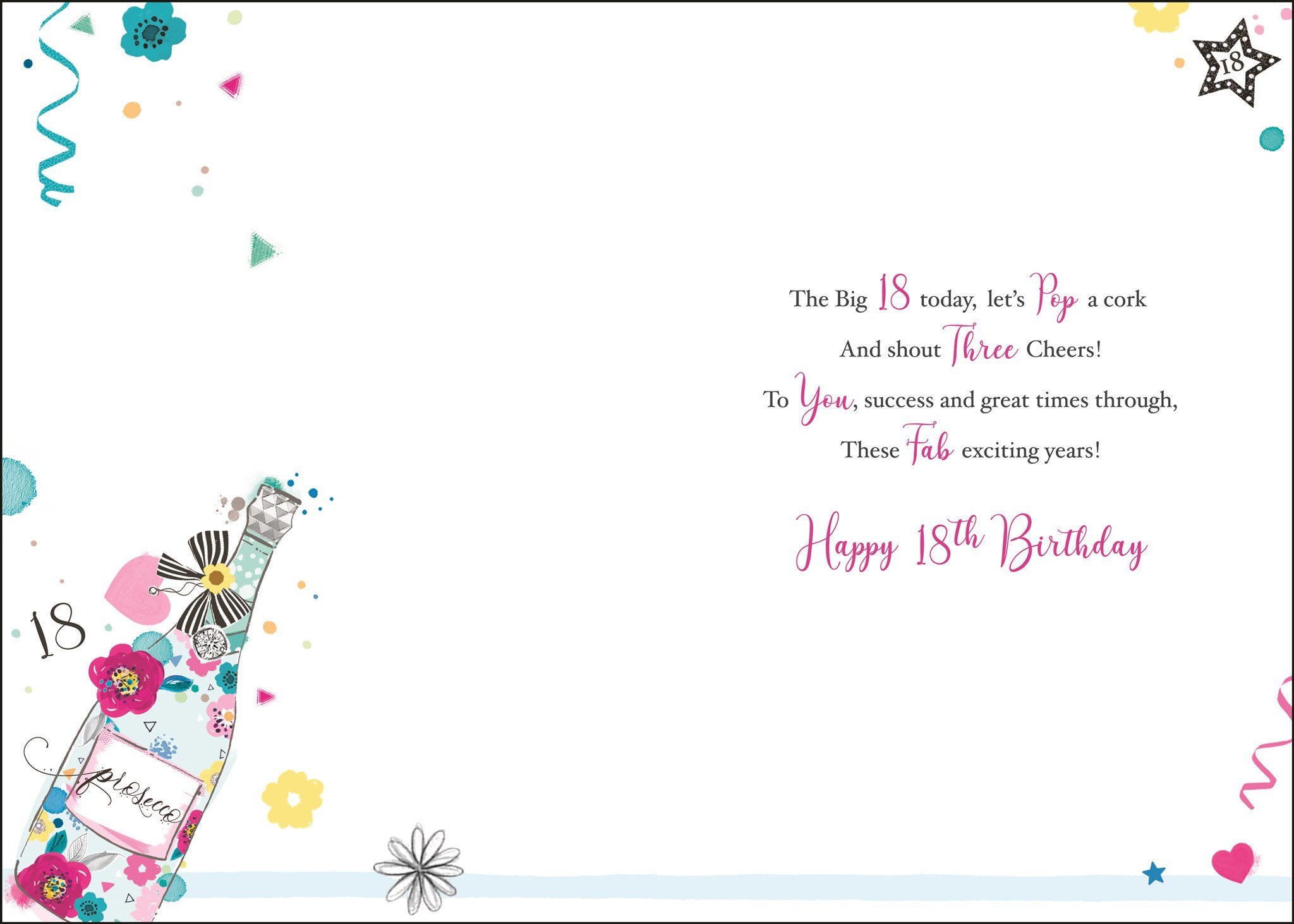 Inside of 18th Birthday Bottle Greetings Card