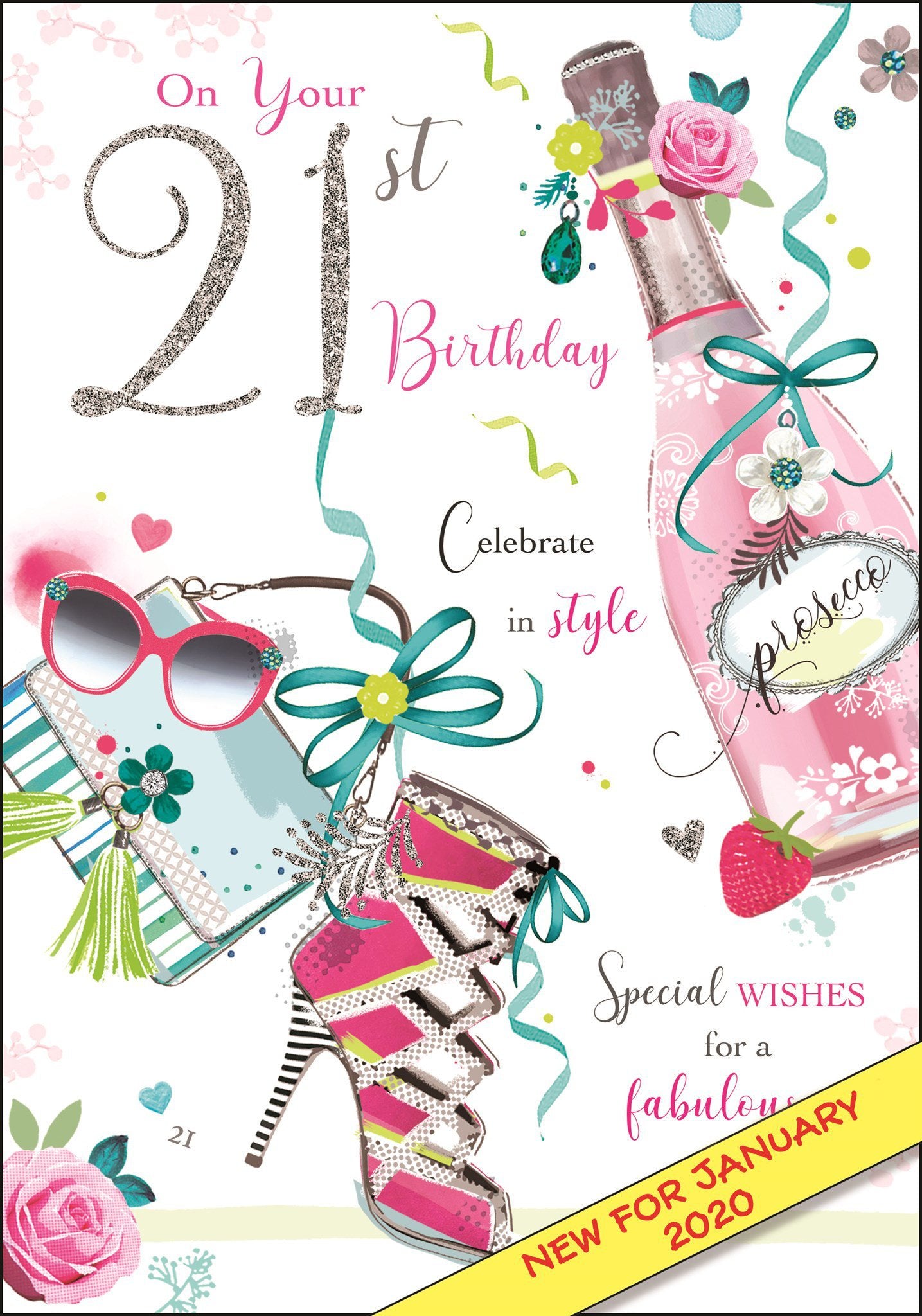 Front of 21st Birthday Bottle Greetings Card