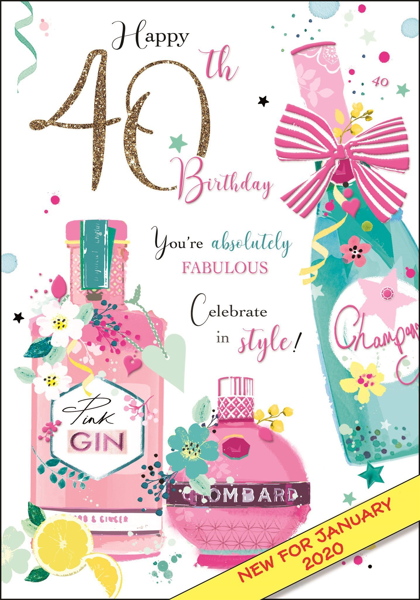 Front of 40th Birthday Drinks Greetings Card