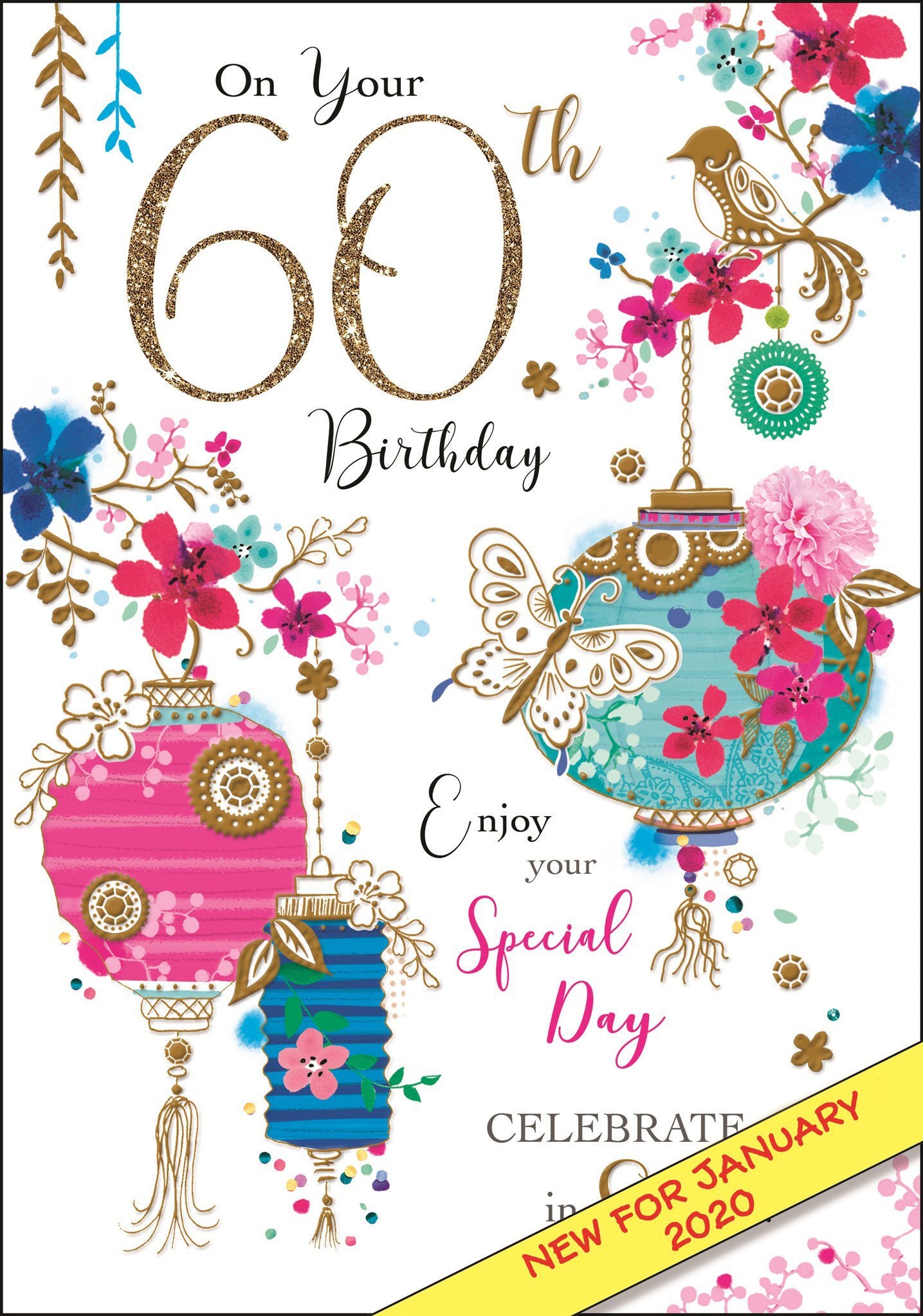 Front of 60th Birthday Lanterns Greetings Card