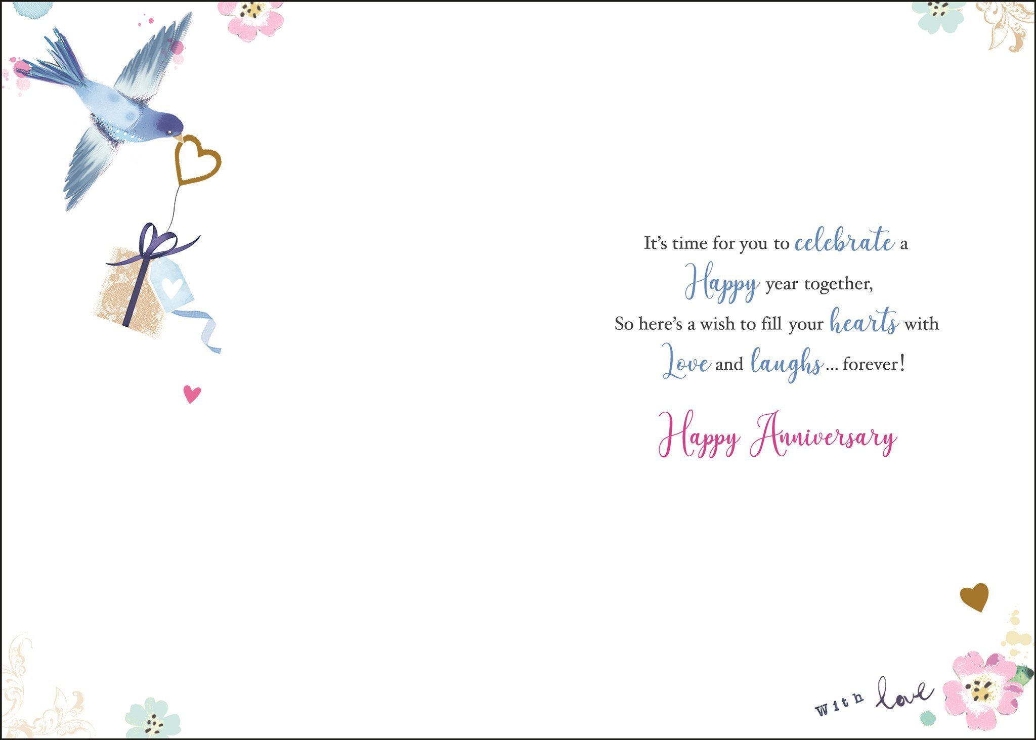 Inside of Anniversary Open Wishes Greetings Card