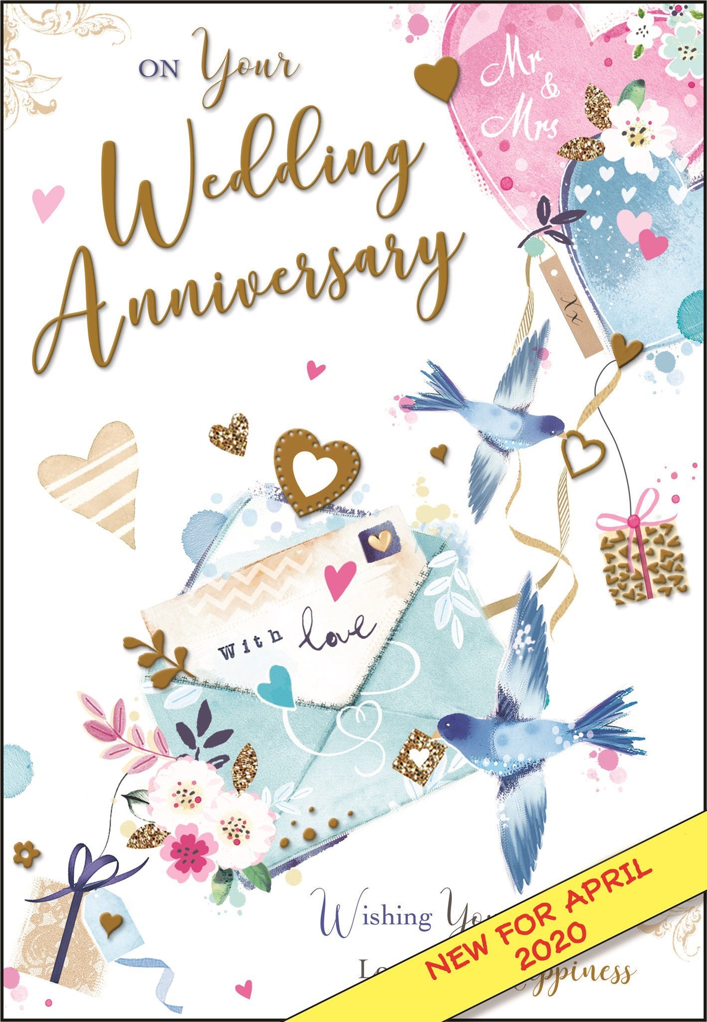 Front of Anniversary Open Wishes Greetings Card