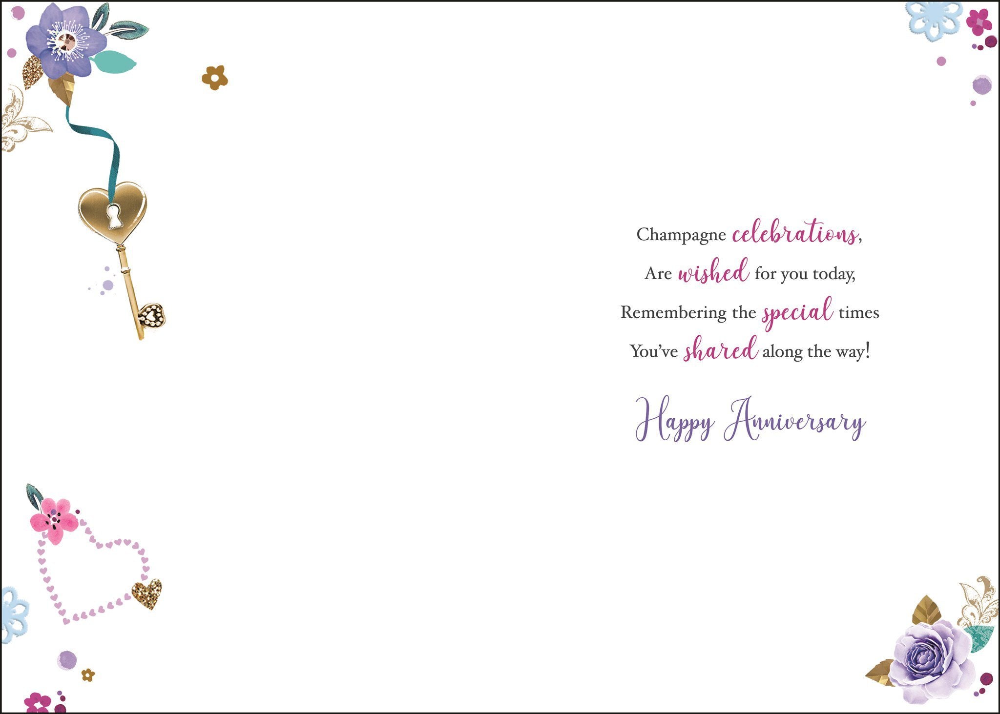 Inside of Anniversary Sister & BIL Wishes Greetings Card