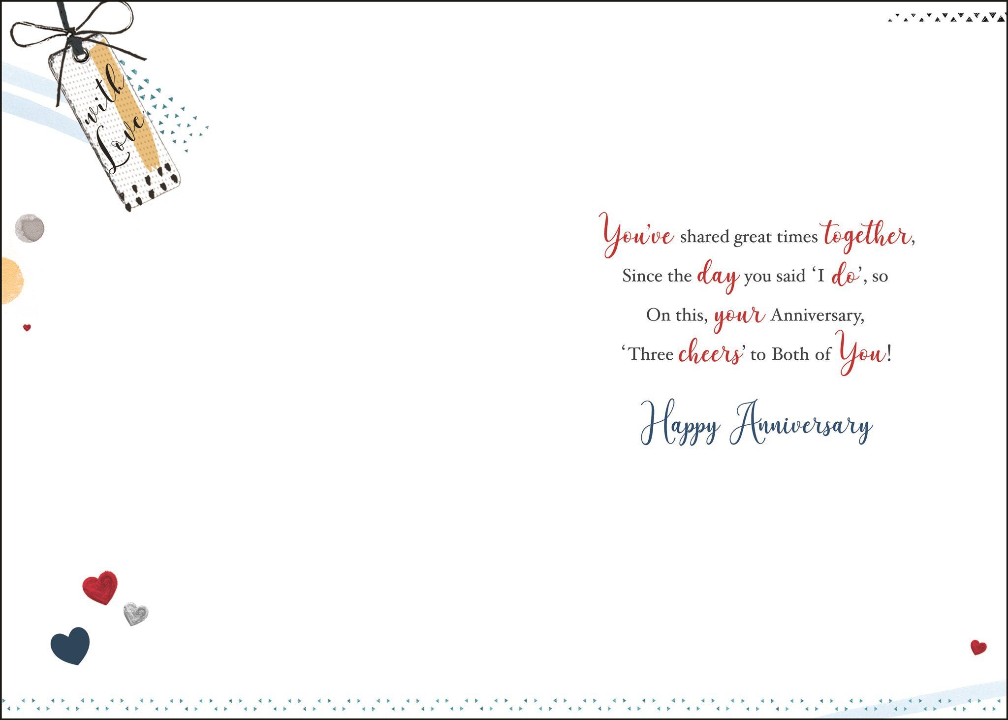 Inside of Anniversary Son & DIL Drinks Greetings Card