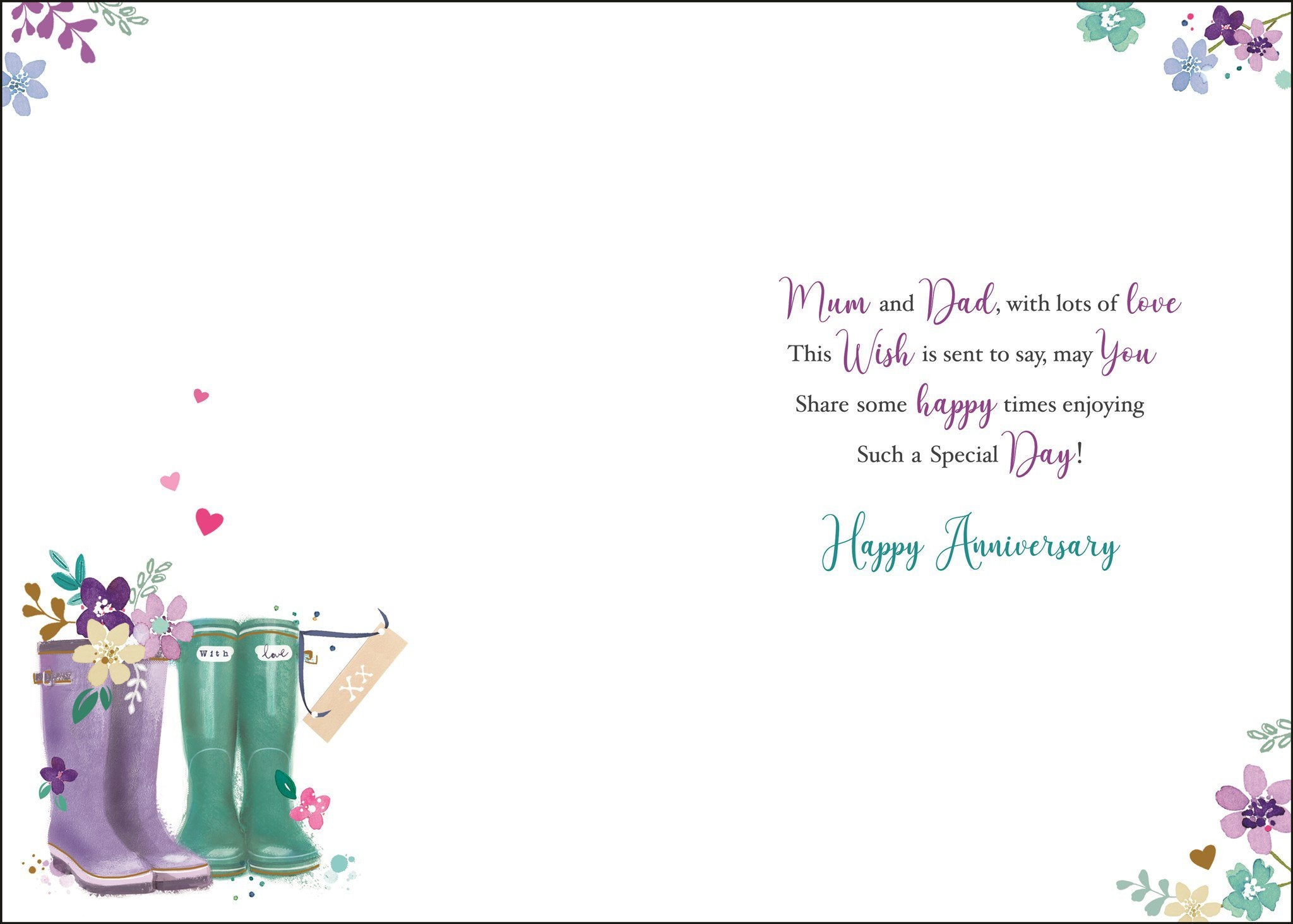 Inside of Anniversary Mum & Dad Garden Greetings Card