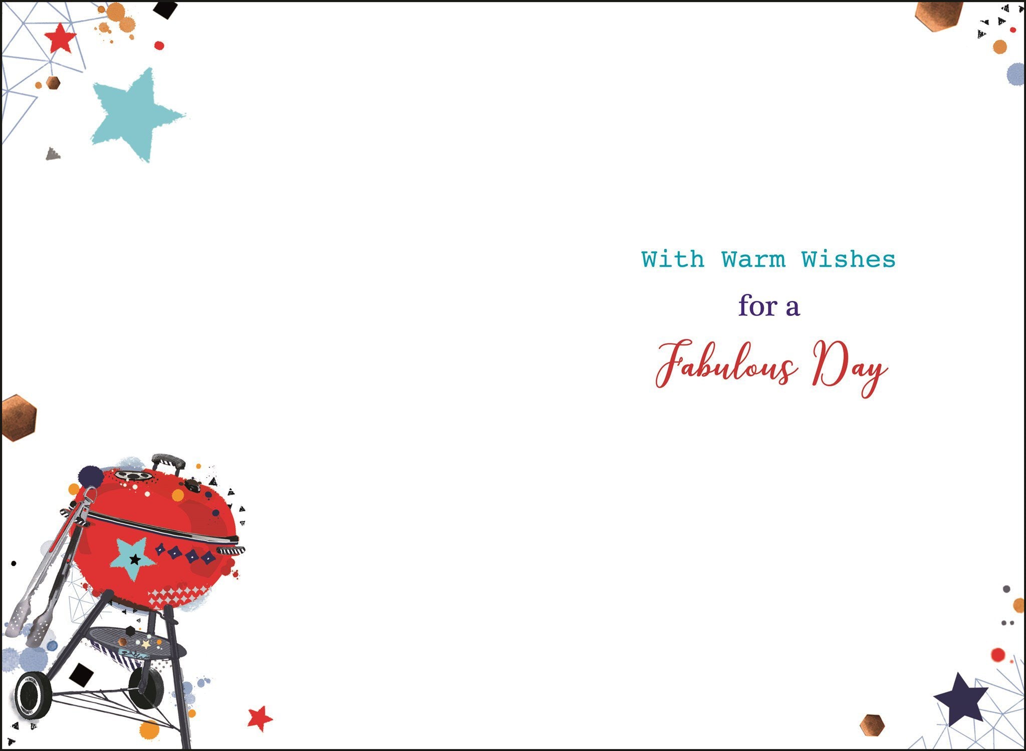 Inside of Open Male Birthday BBQ Greetings Card