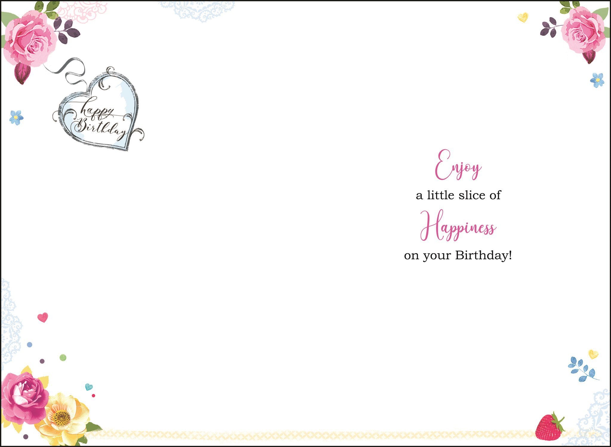 Inside of Open Female Birthday Cake Greetings Card
