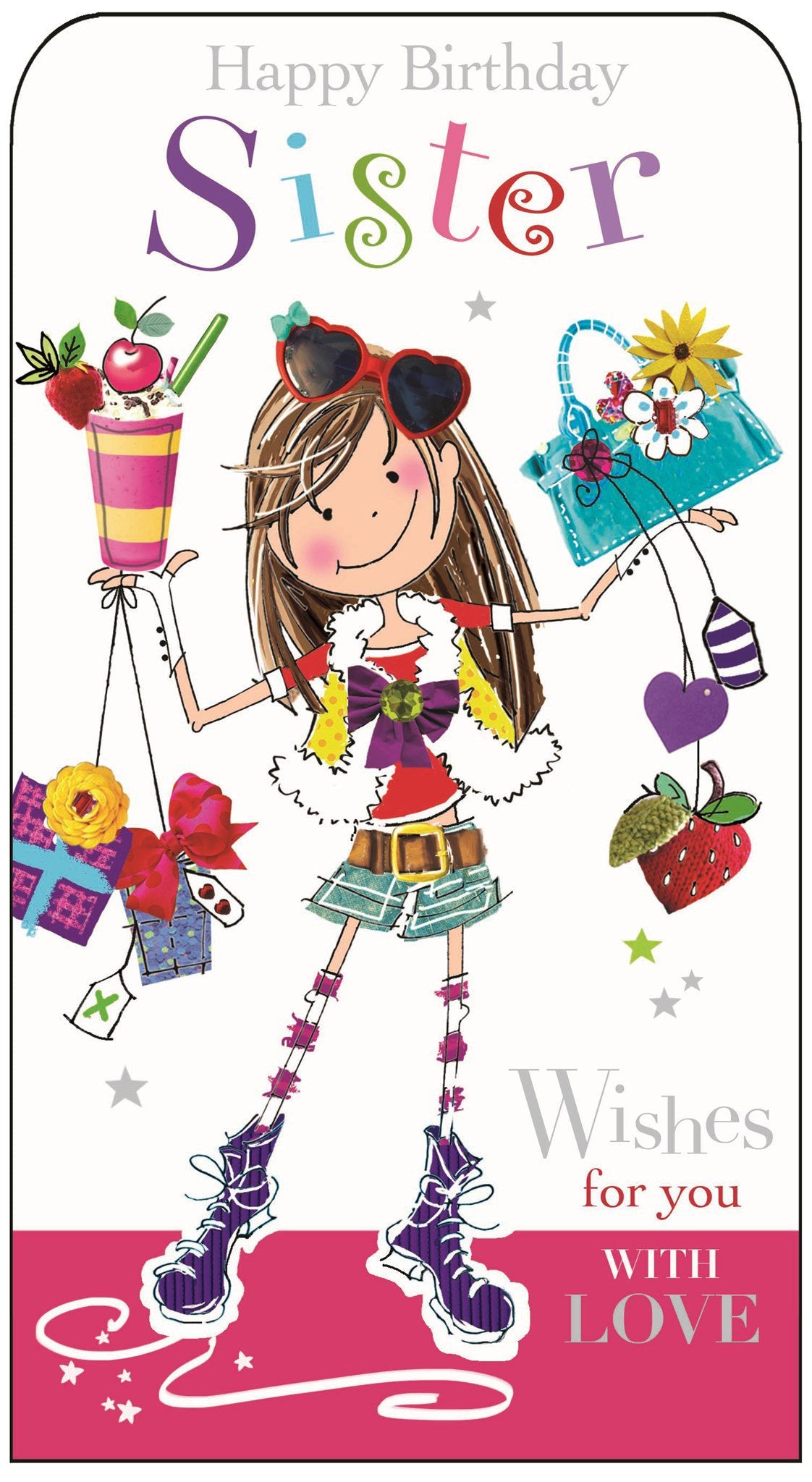 Front of Sister Birthday Shopping Greetings Card