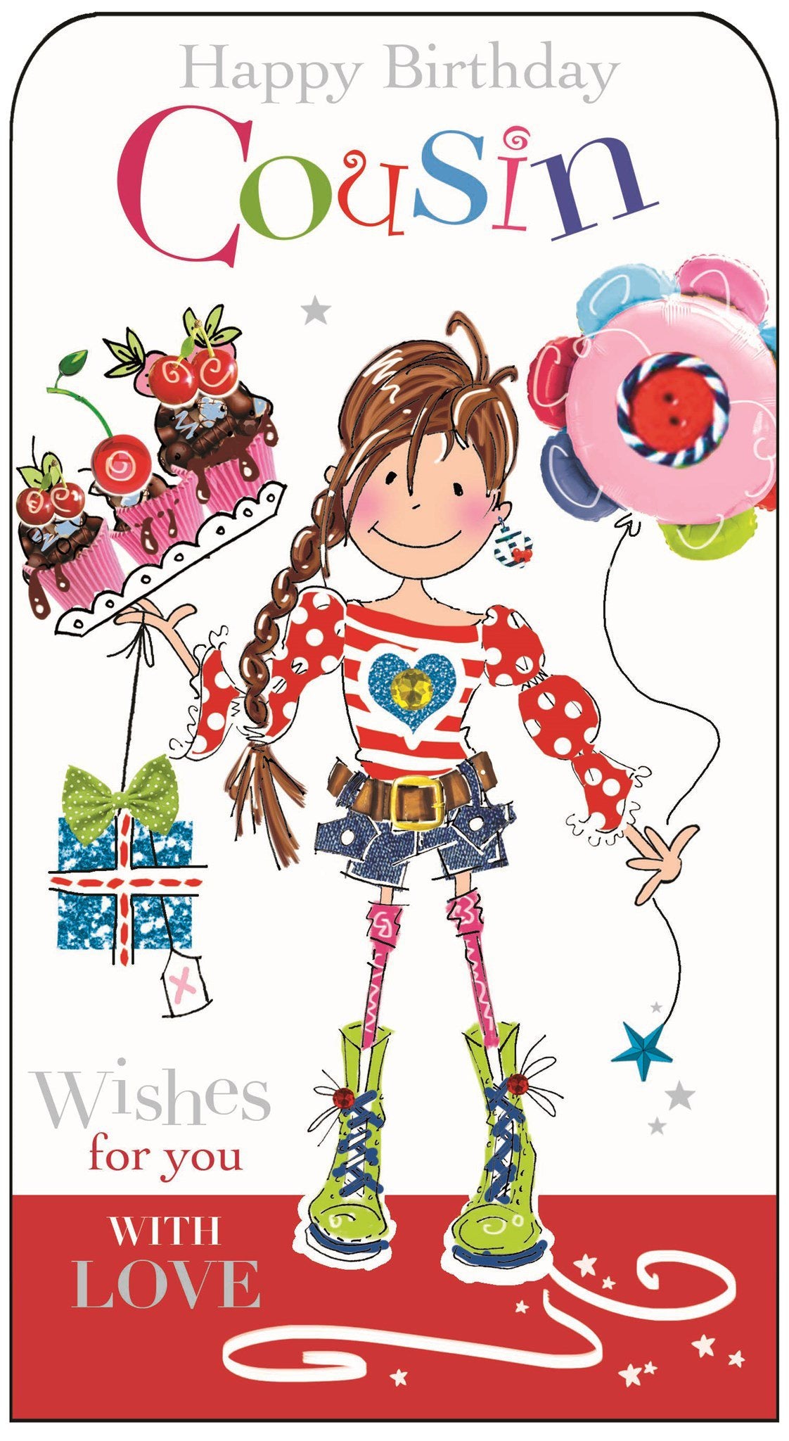 Front of Cousin Birthday Groovy Greetings Card